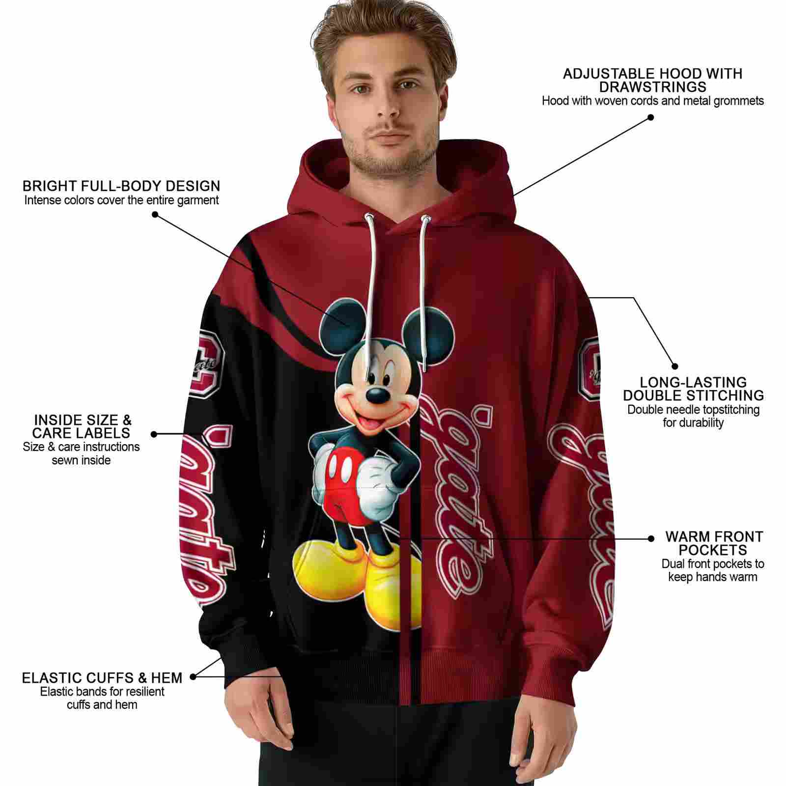 colgate raiders mickey mouse maroon black hoodie latest model