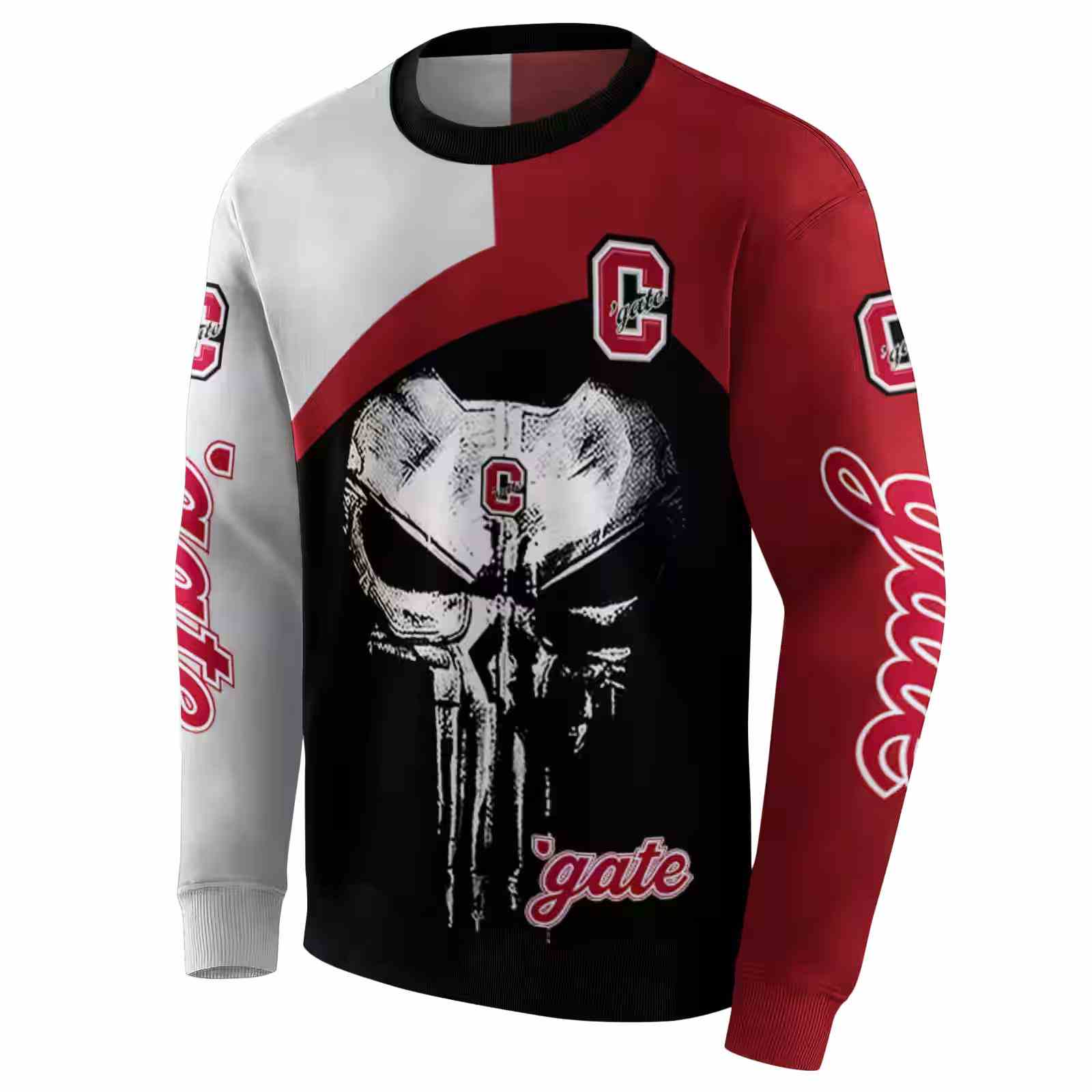 colgate raiders skull punisher gray black hoodie new arrival