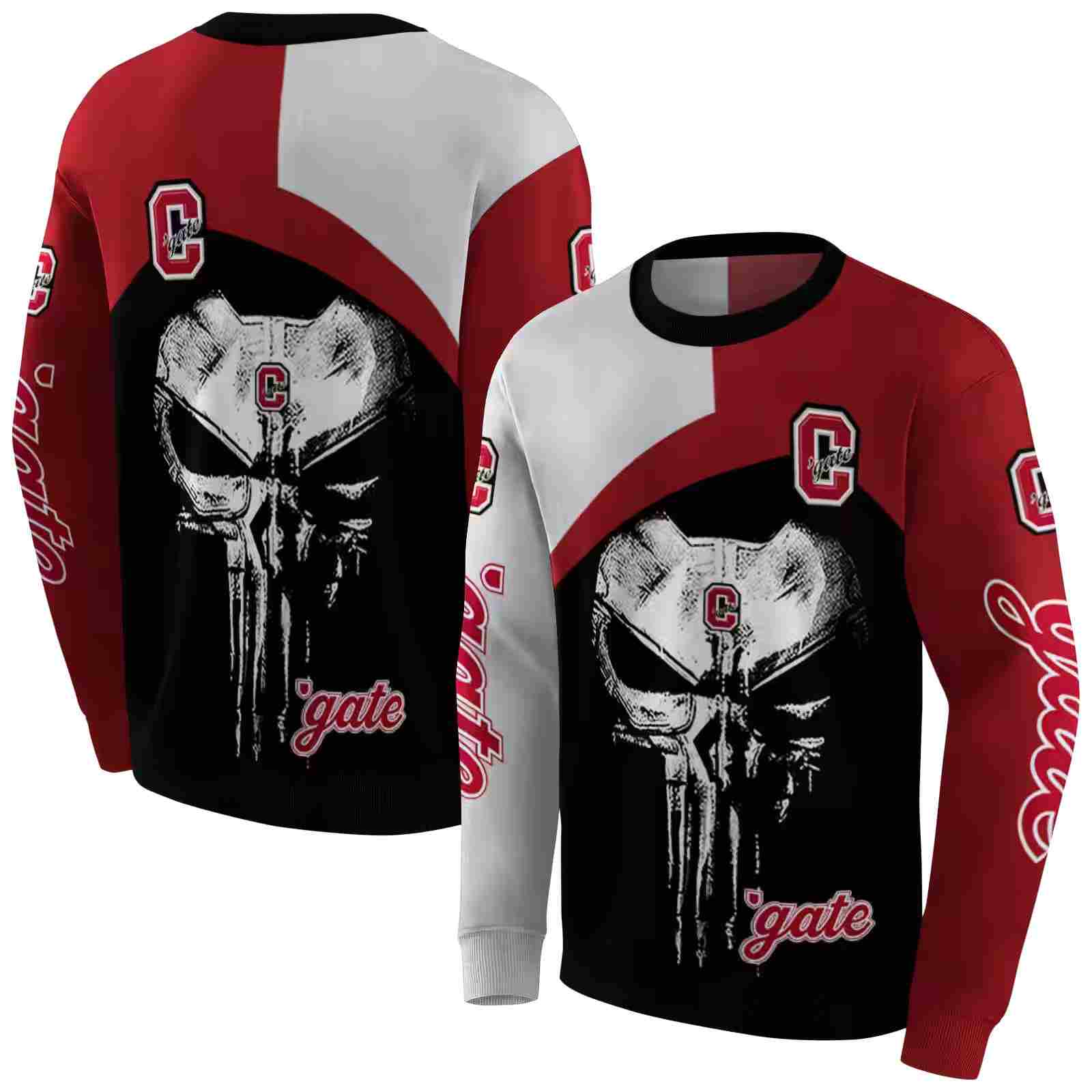 colgate raiders skull punisher gray black hoodie premium grade