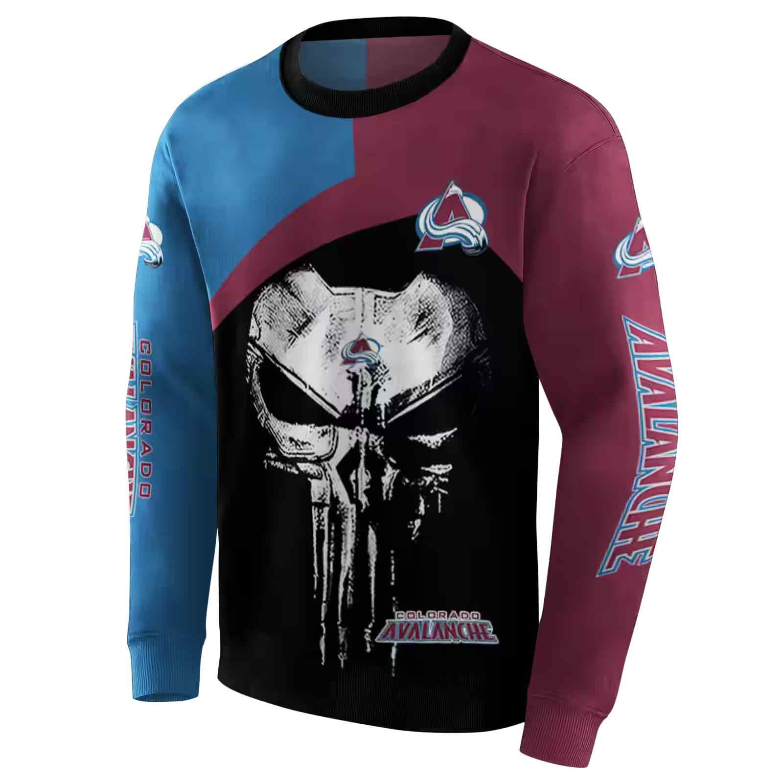 colorado avalanche skull punisher blue black hoodie new arrival