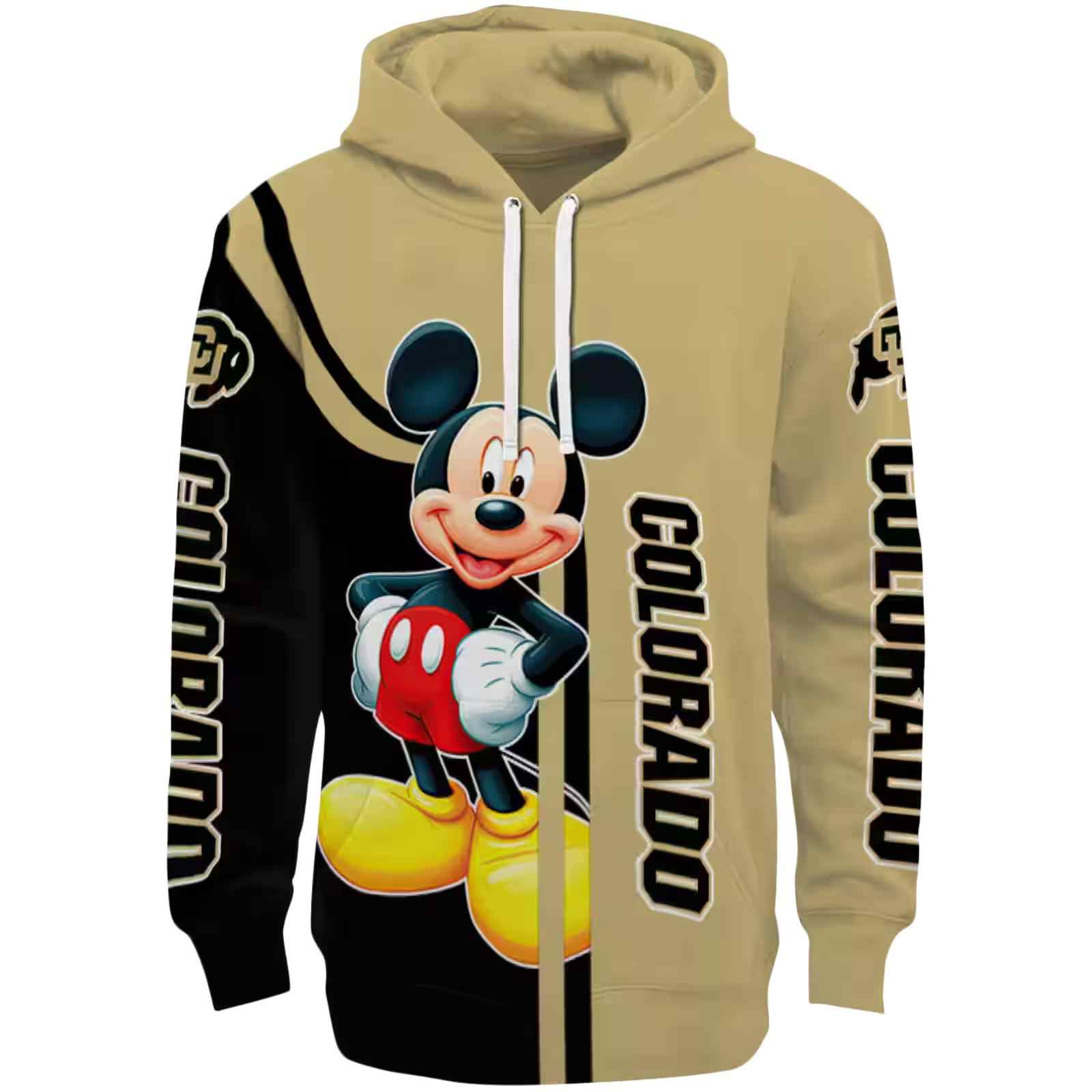 Colorado Buffaloes Mickey Mouse Gold Black Hoodie