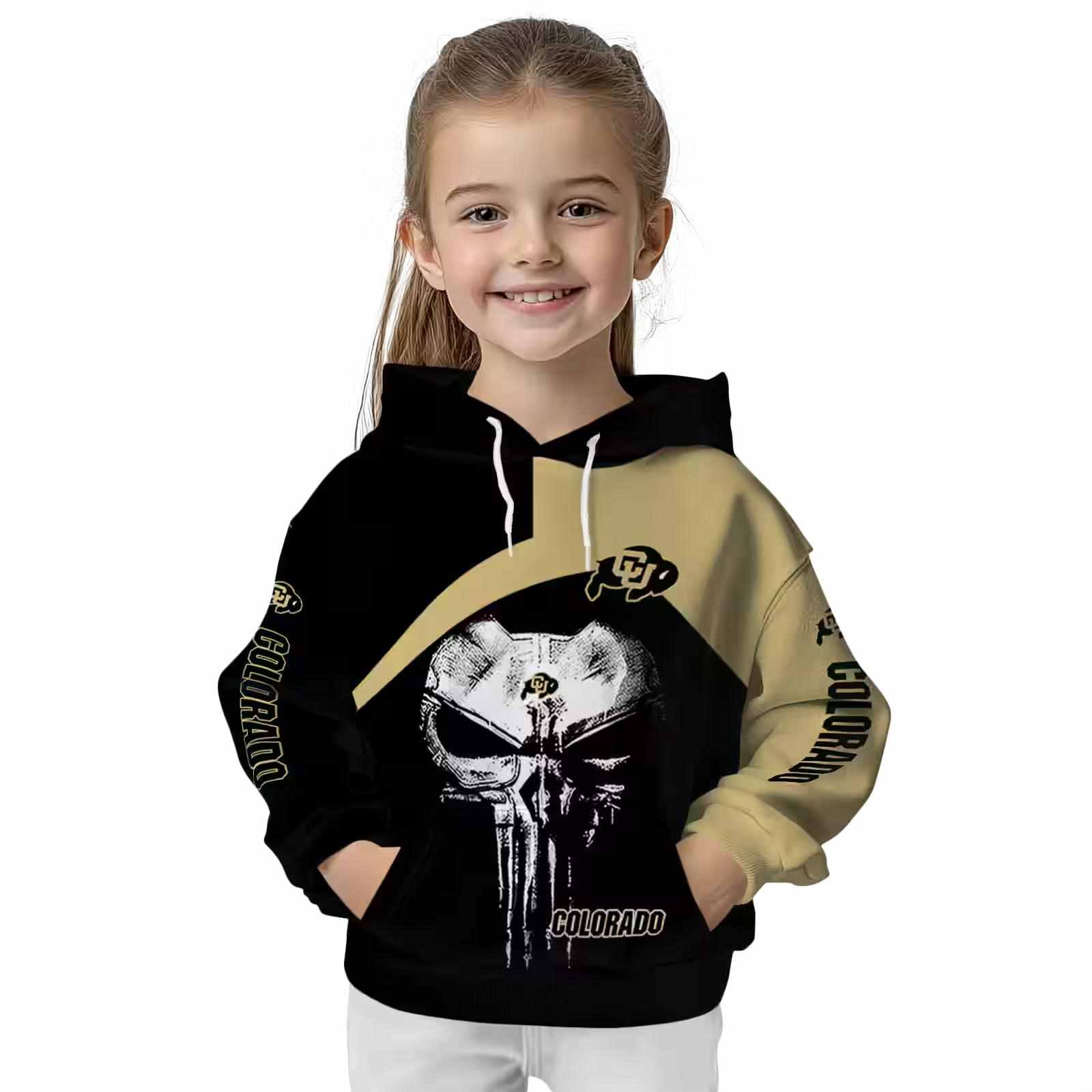 colorado buffaloes skull punisher black hoodie top rated