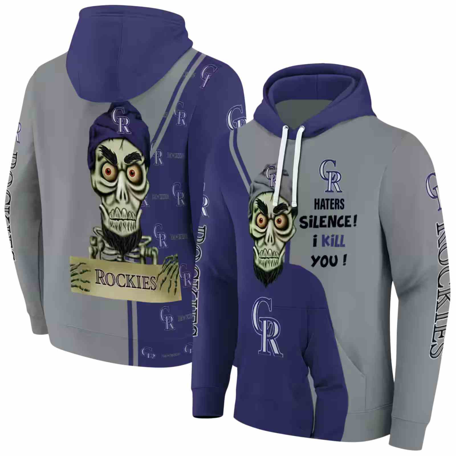 colorado rockies achmed skull blue hoodie fashion forward