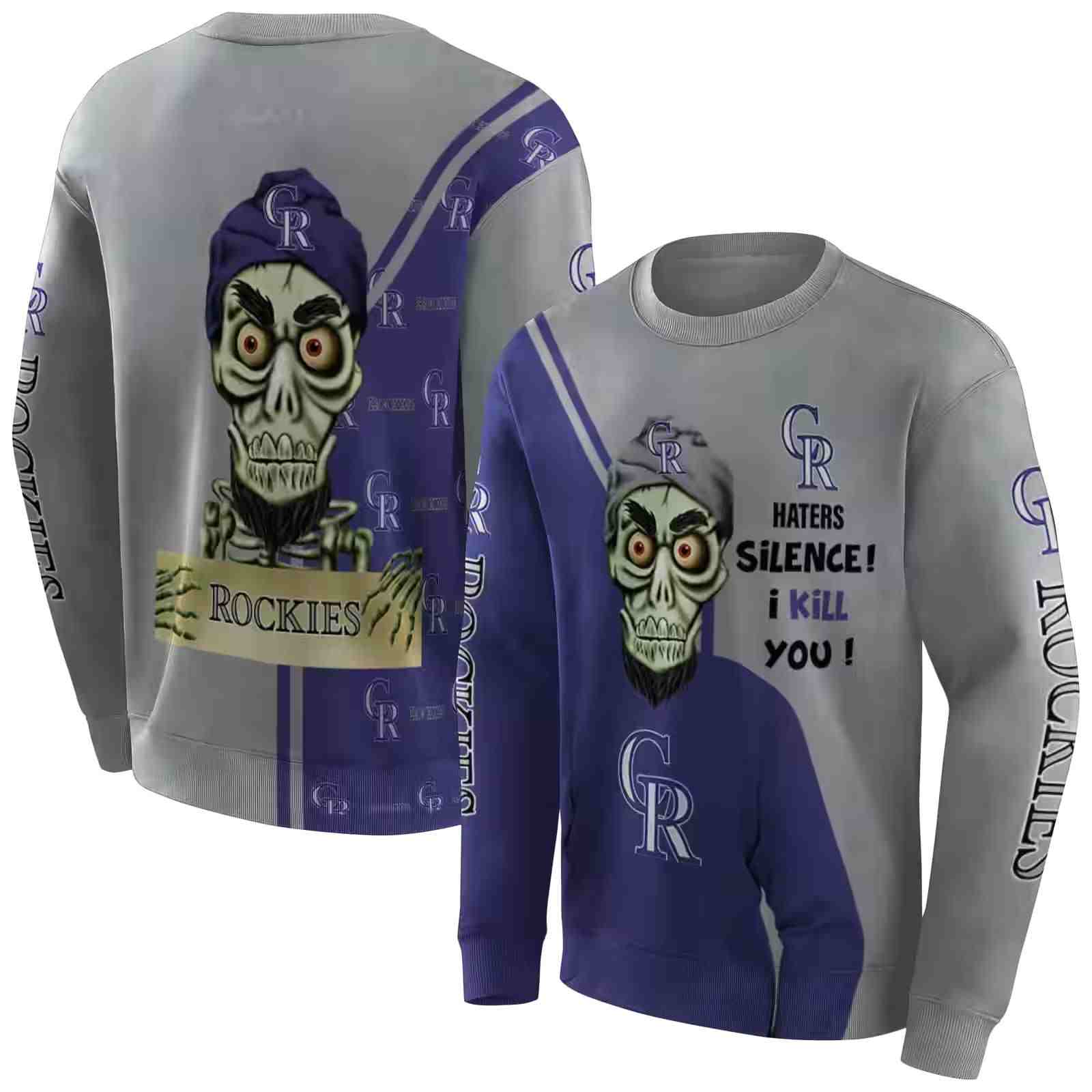 colorado rockies achmed skull blue hoodie premium grade