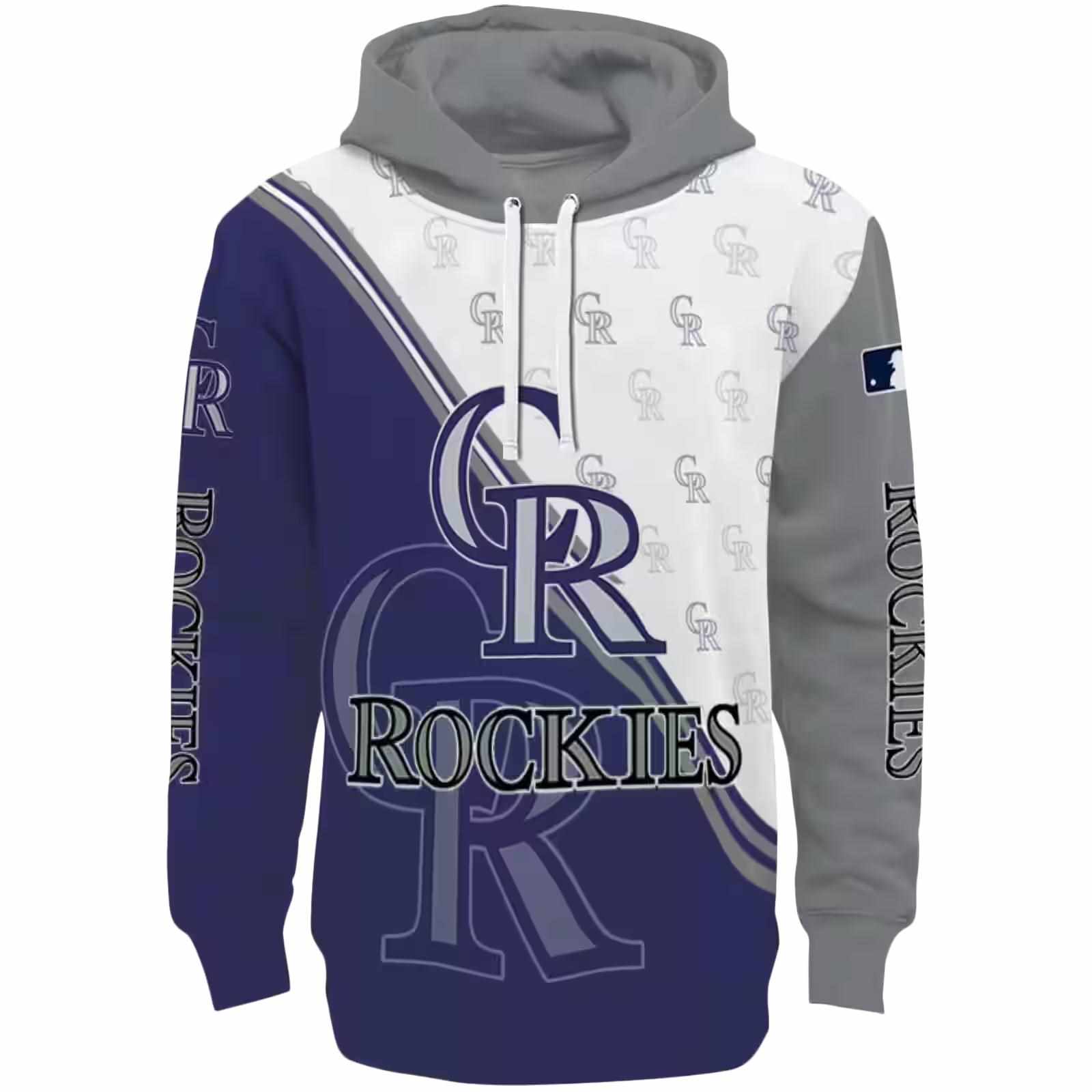 Colorado Rockies Diagonal Stripe Blue White Hoodie