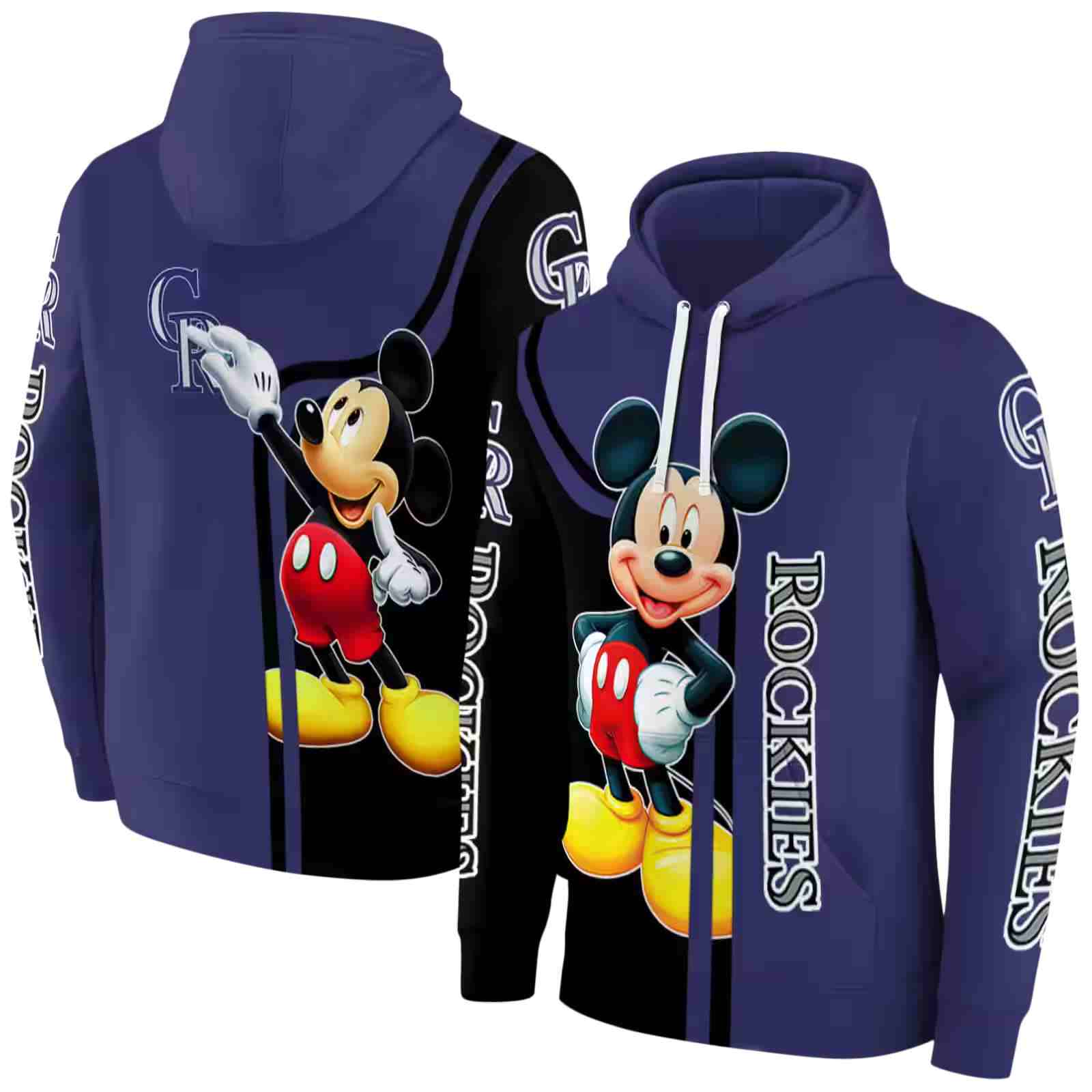 colorado rockies mickey mouse blue black hoodie fashion forward