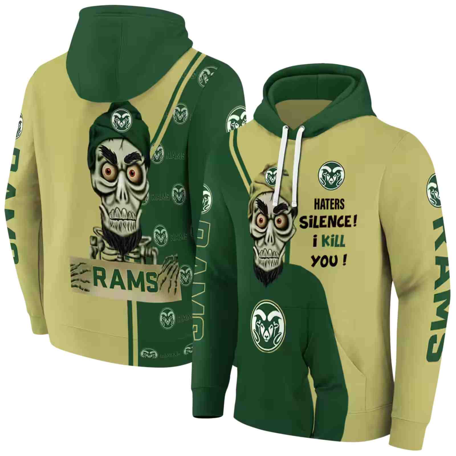 colorado state rams achmed skull green hoodie fashion forward