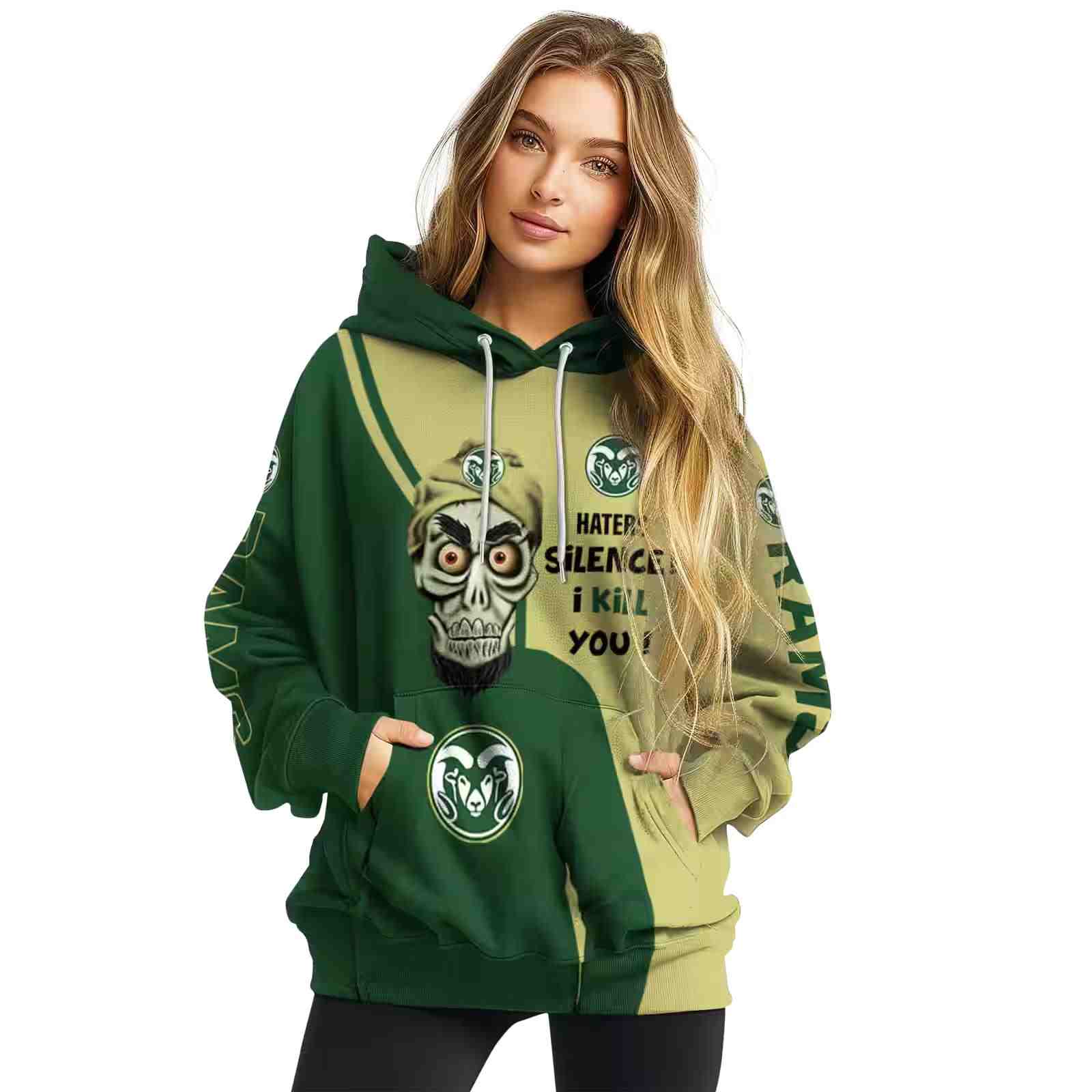 colorado state rams achmed skull green hoodie high quality