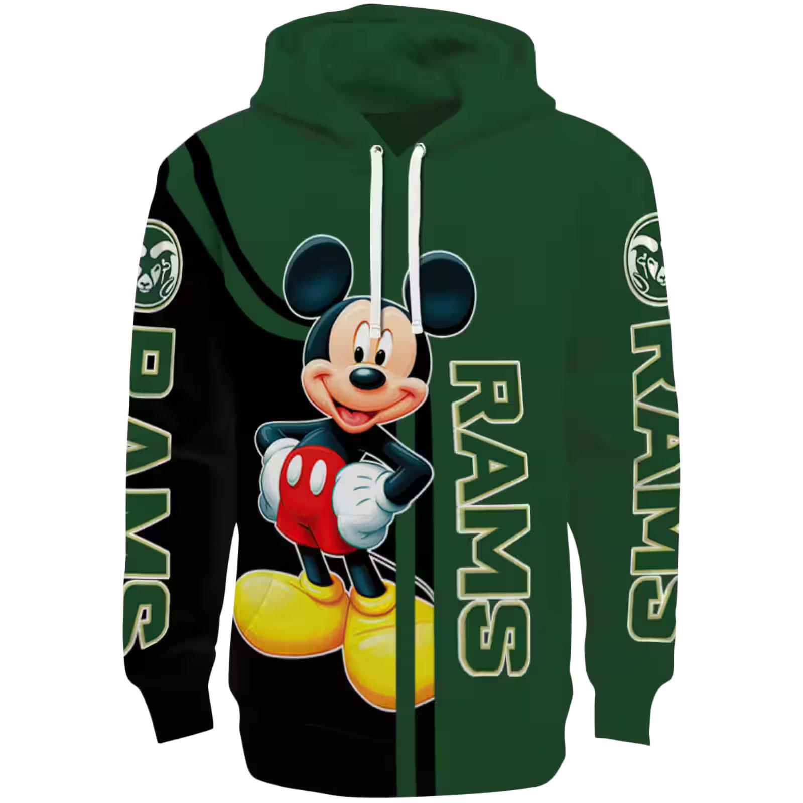 Colorado State Rams Mickey Mouse Green Black Hoodie