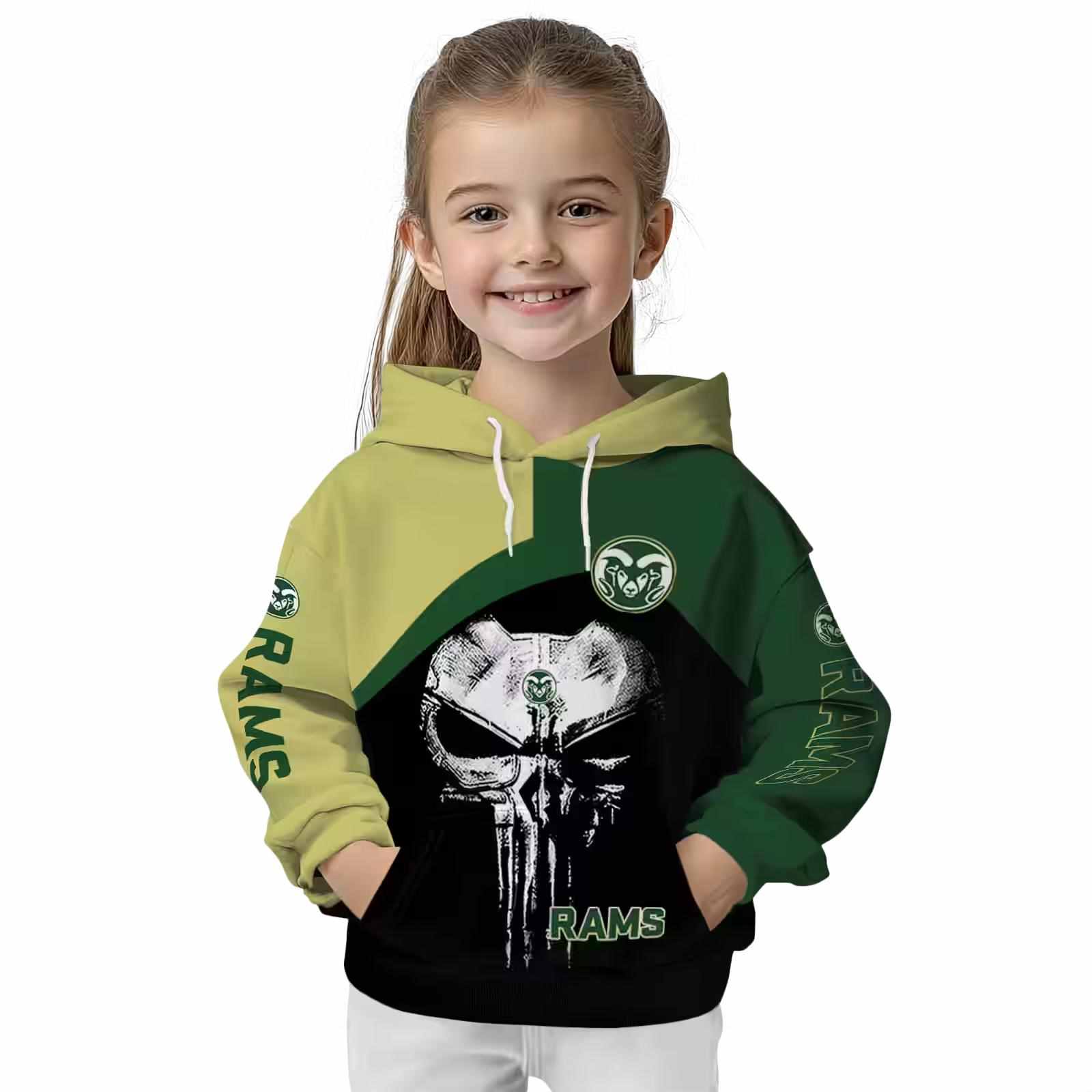 colorado state rams skull punisher gold black hoodie top rated