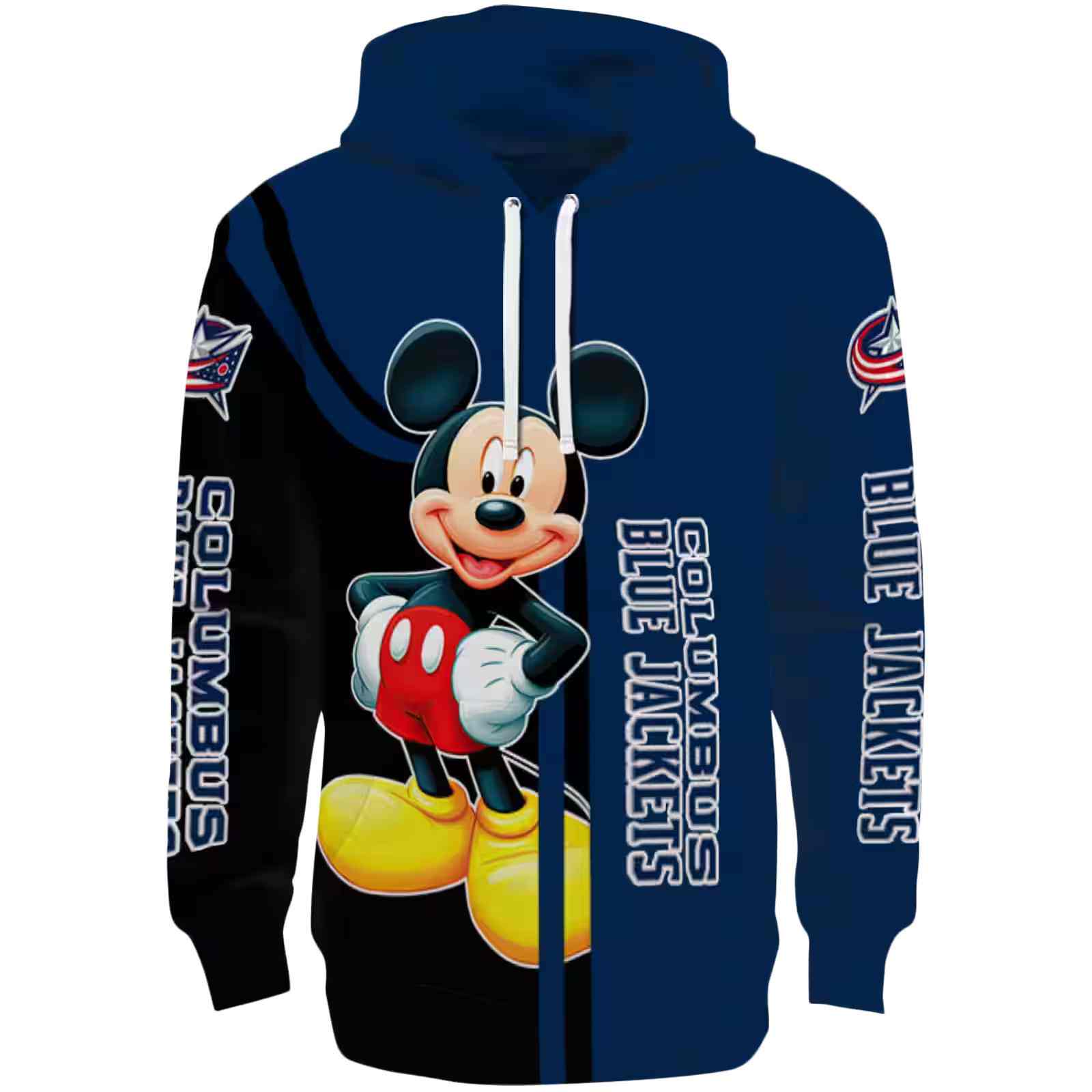 Columbus Blue Jackets Mickey Mouse Navy Blue Black Hoodie