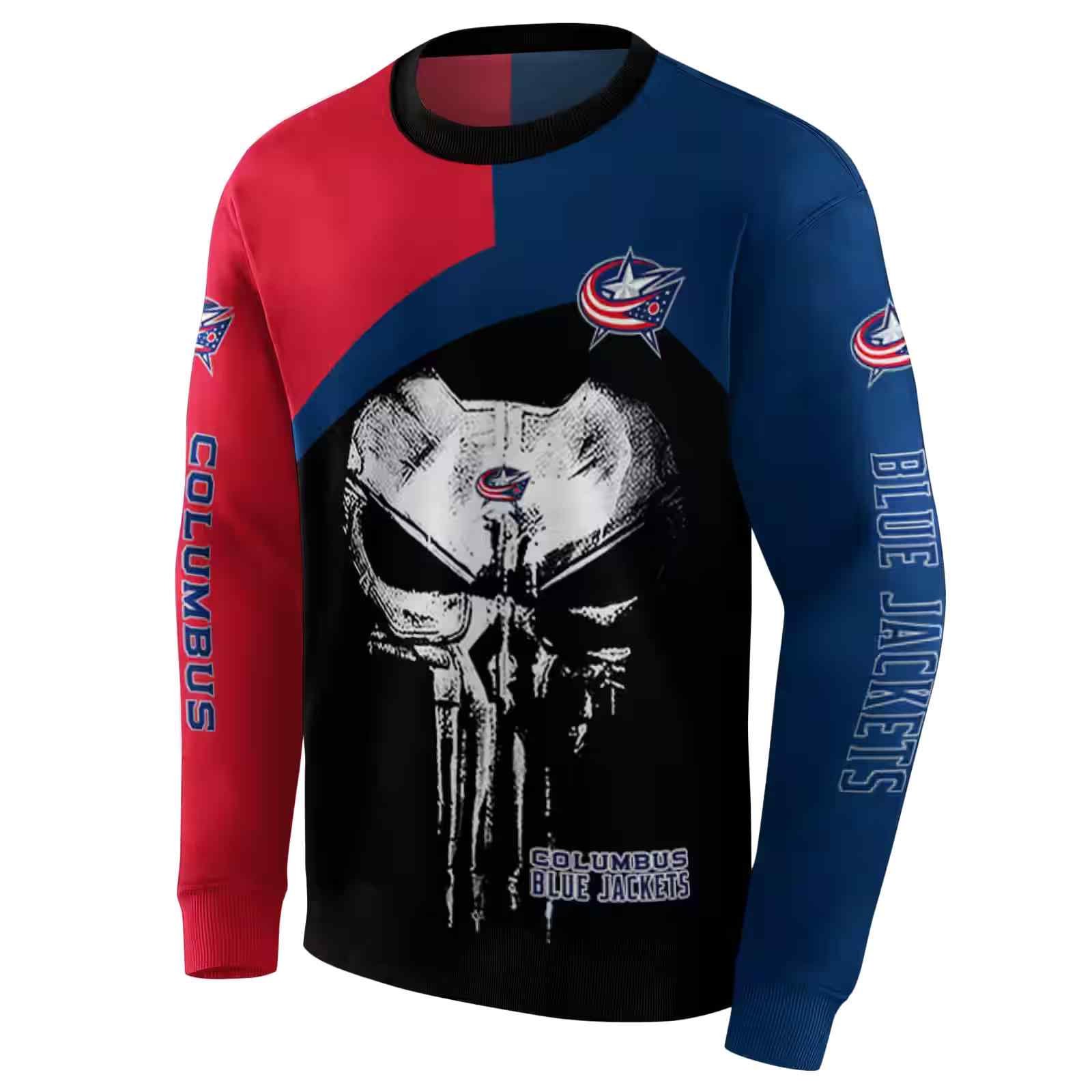 columbus blue jackets skull punisher red black hoodie new arrival