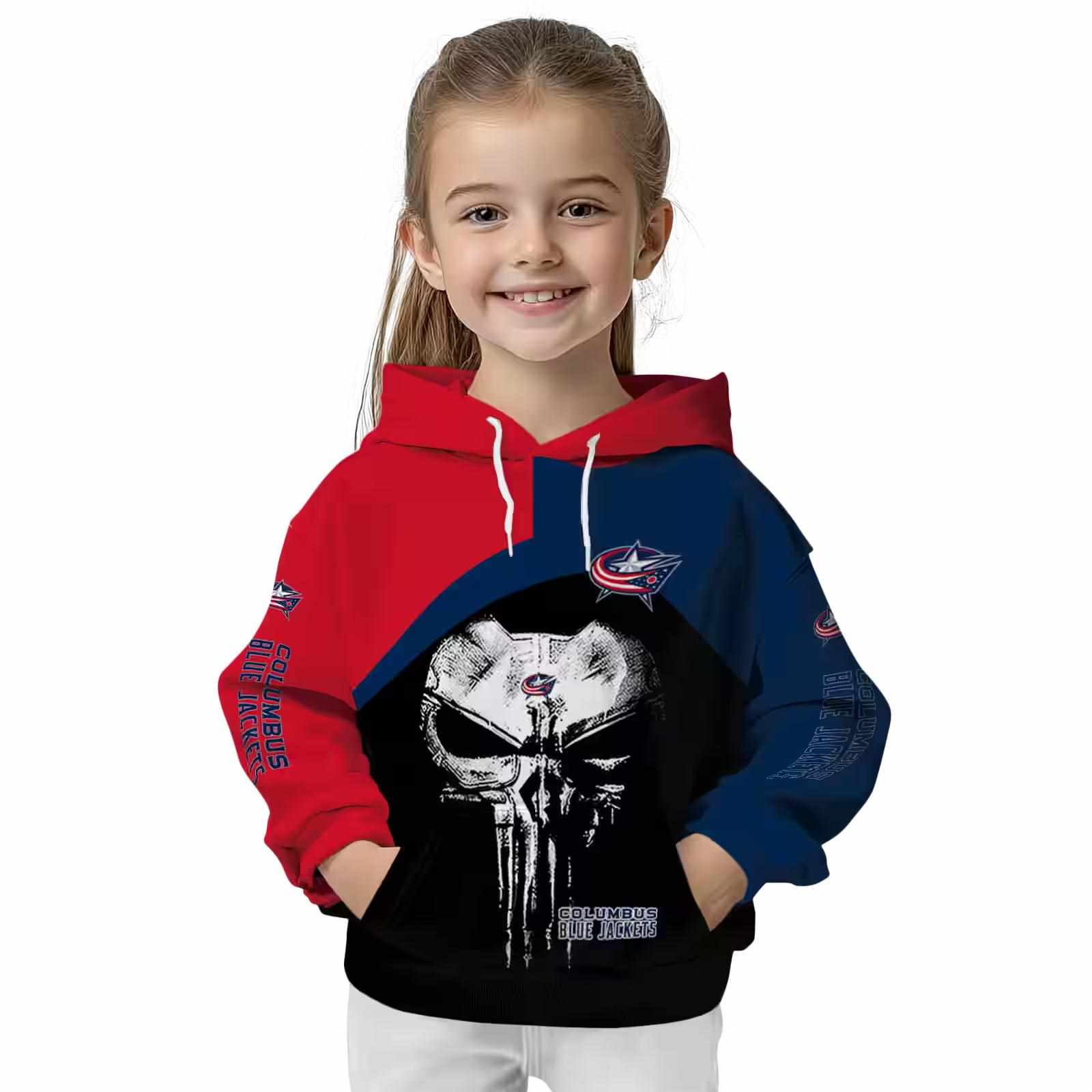 columbus blue jackets skull punisher red black hoodie top rated