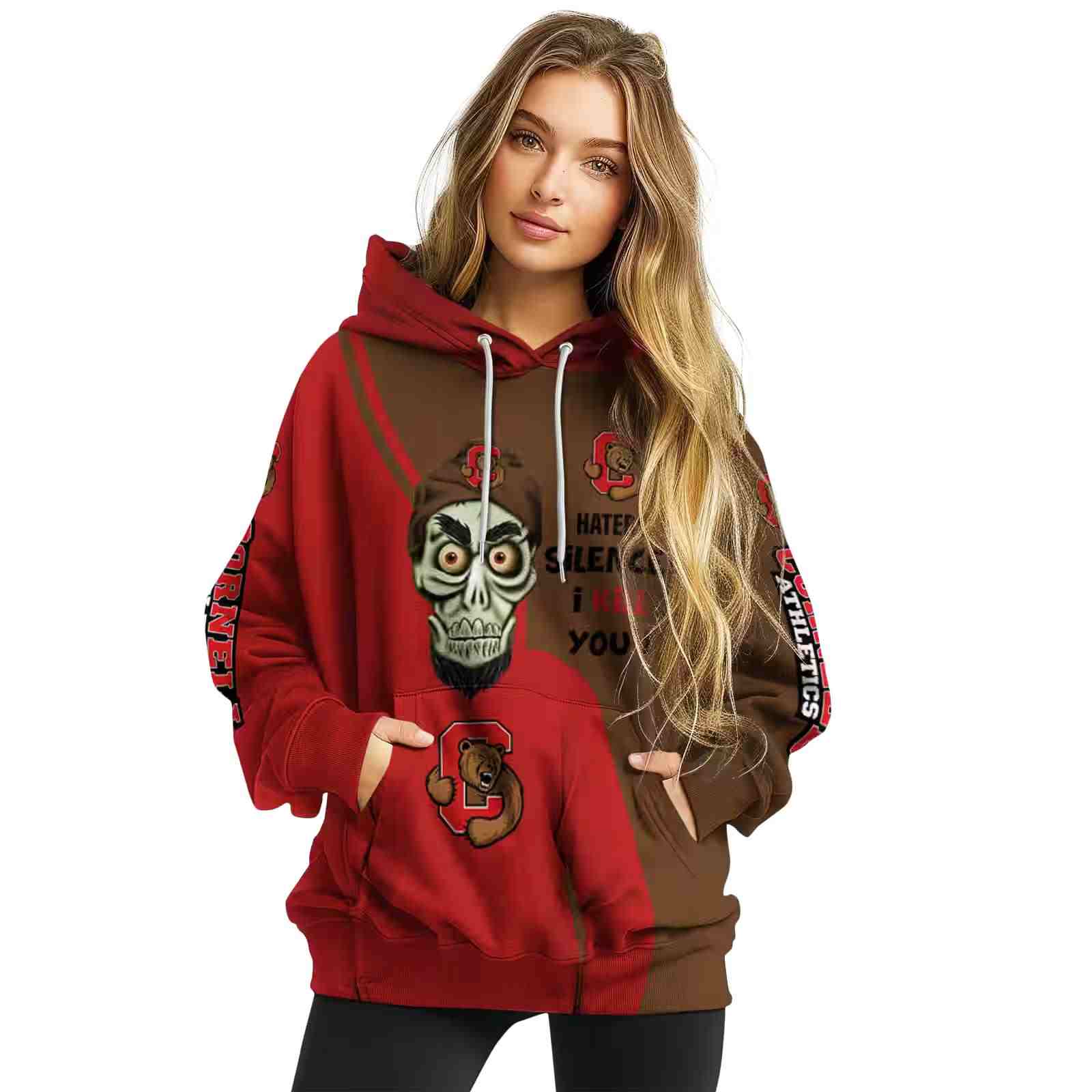 cornell big red achmed skull red hoodie high quality