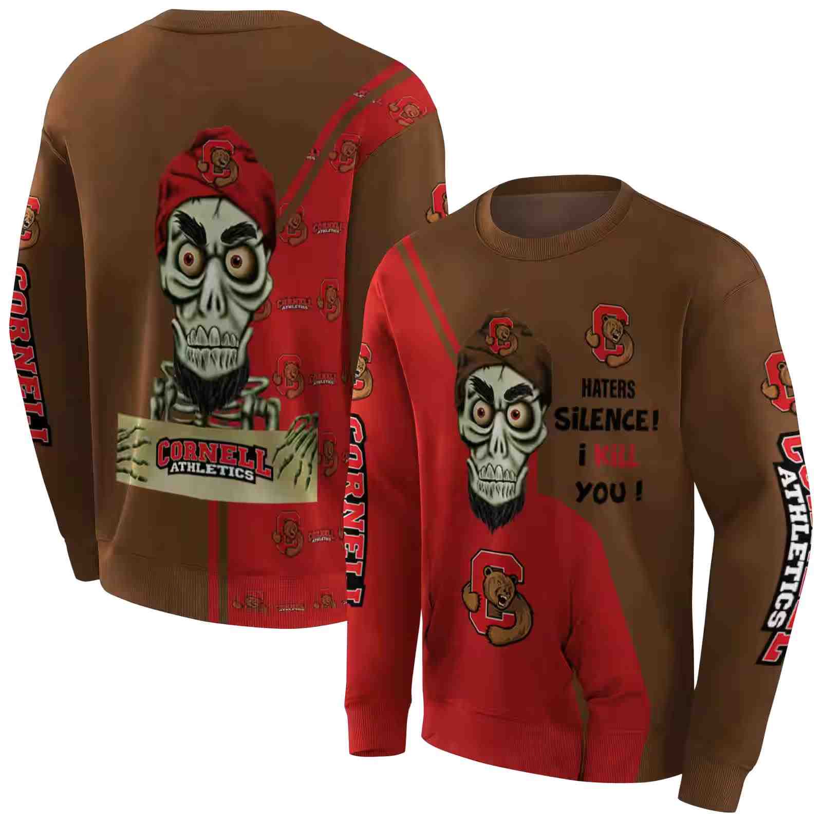 cornell big red achmed skull red hoodie premium grade