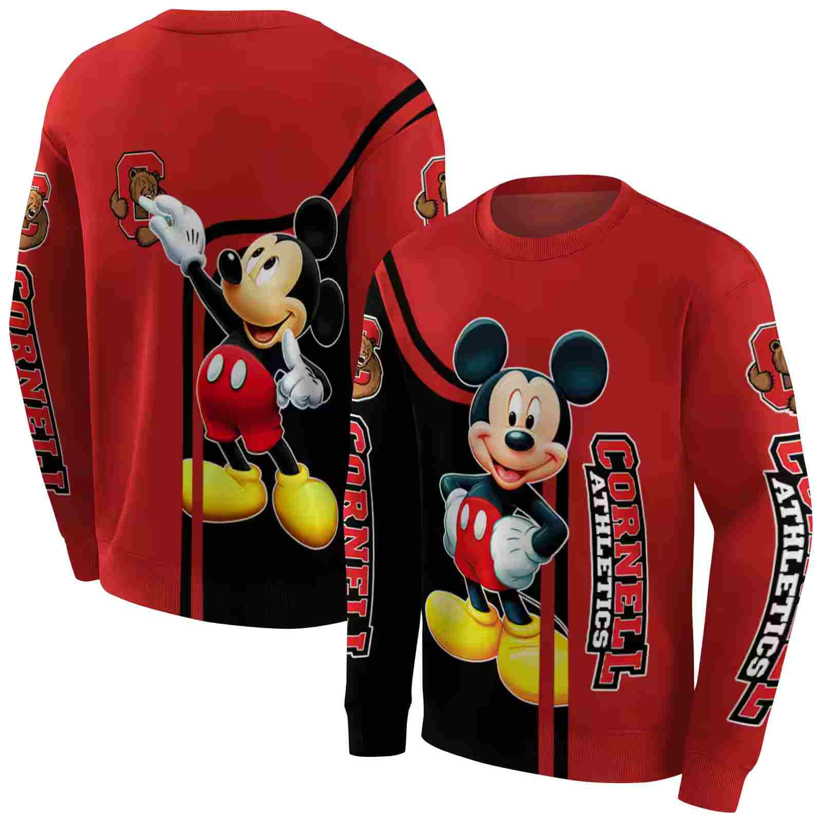 cornell big red mickey mouse red black hoodie premium grade