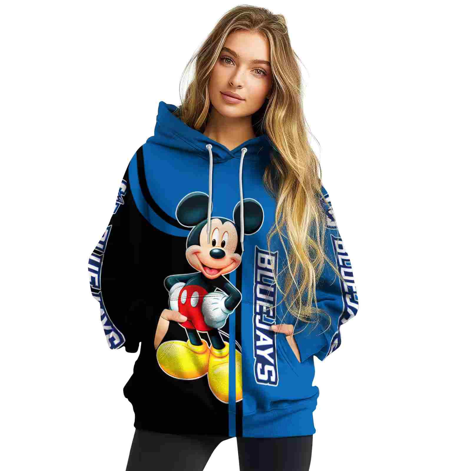 creighton bluejays mickey mouse blue black hoodie high quality