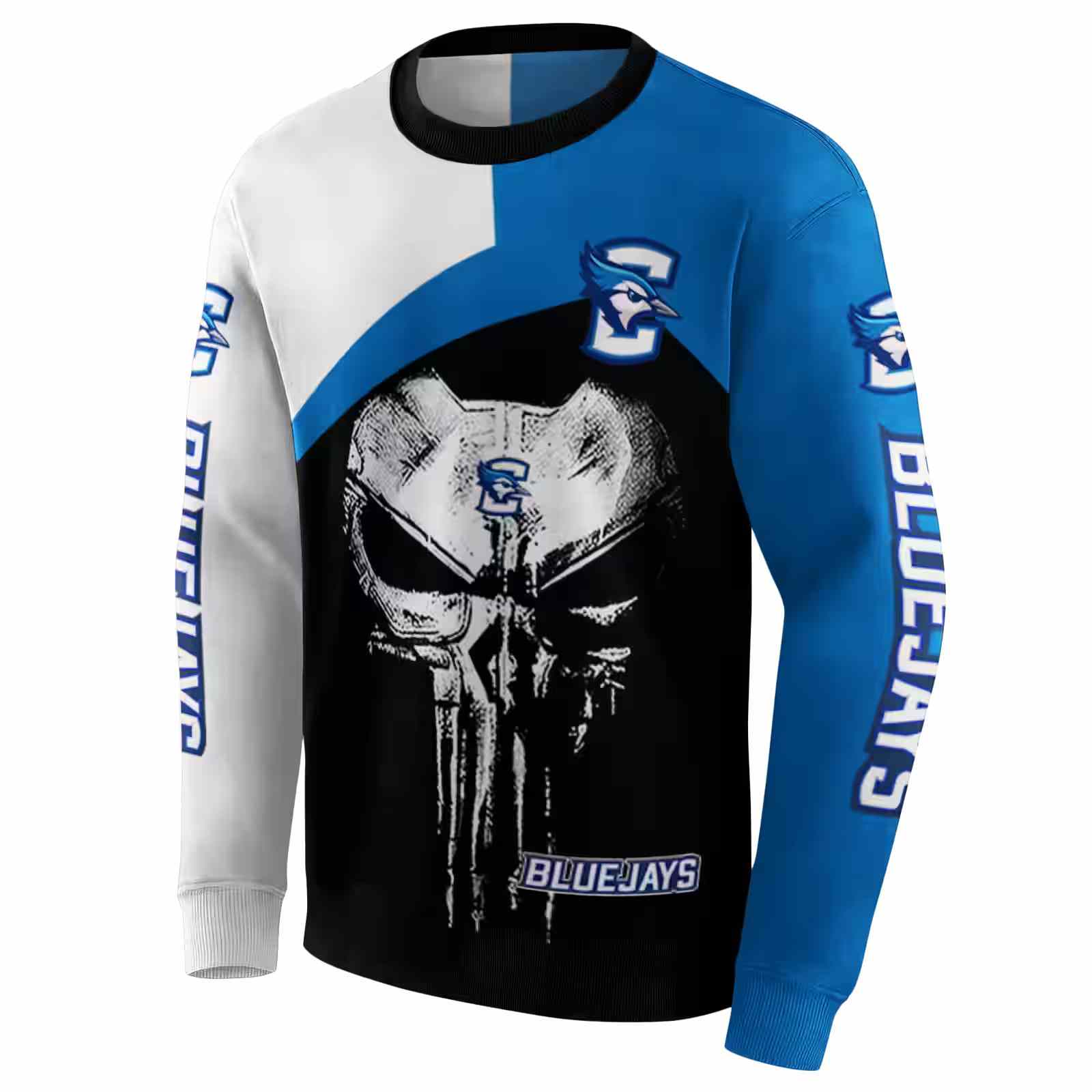 creighton bluejays skull punisher white black hoodie new arrival