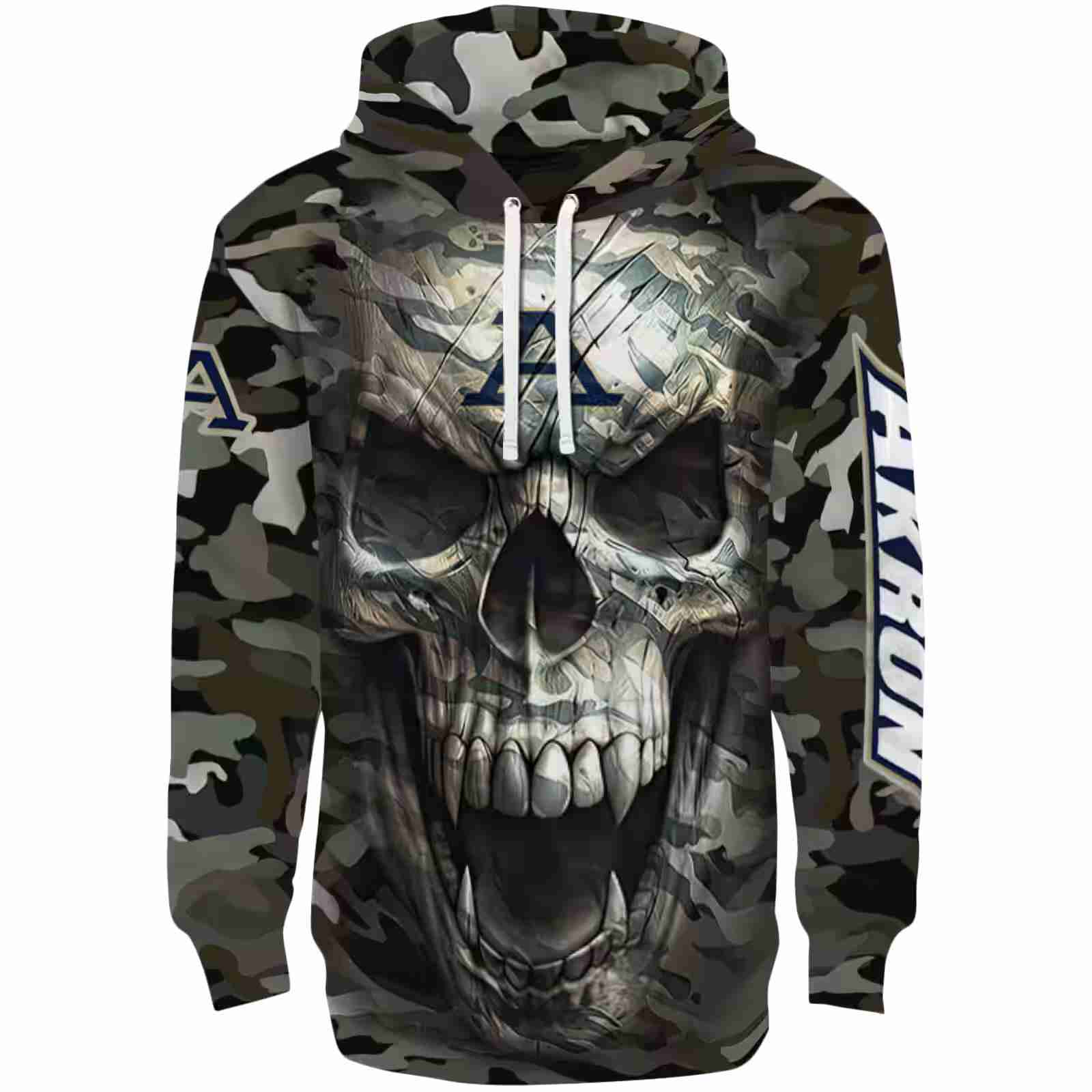 Custom Akron Zips Camo Skull Hoodie