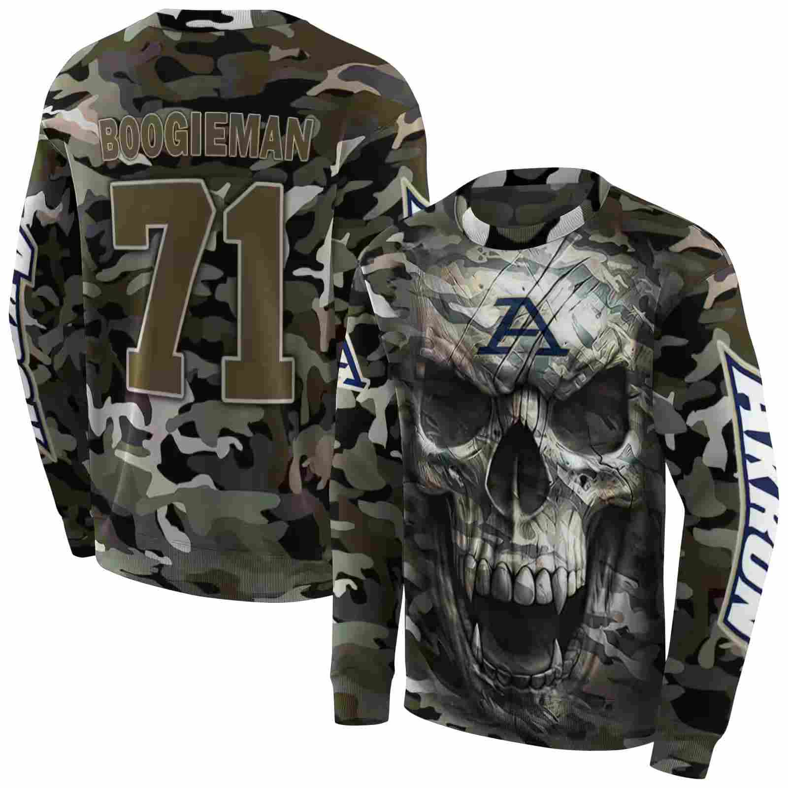 custom akron zips camo skull hoodie premium grade