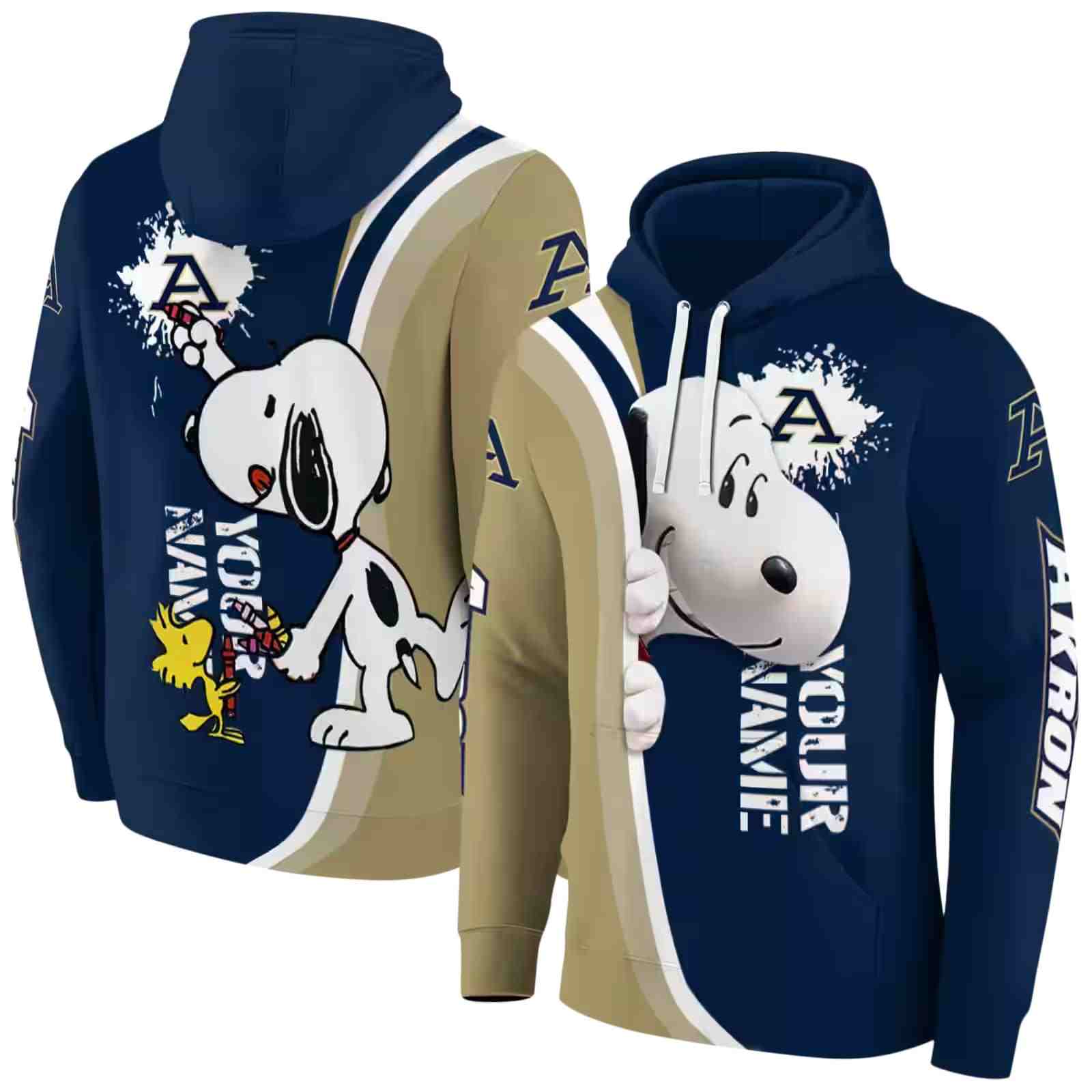 custom akron zips peeking snoopy blue hoodie fashion forward