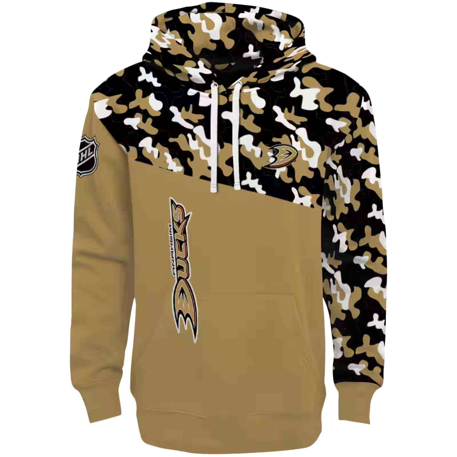 Custom Anaheim Ducks Camo Pattern Gold Hoodie