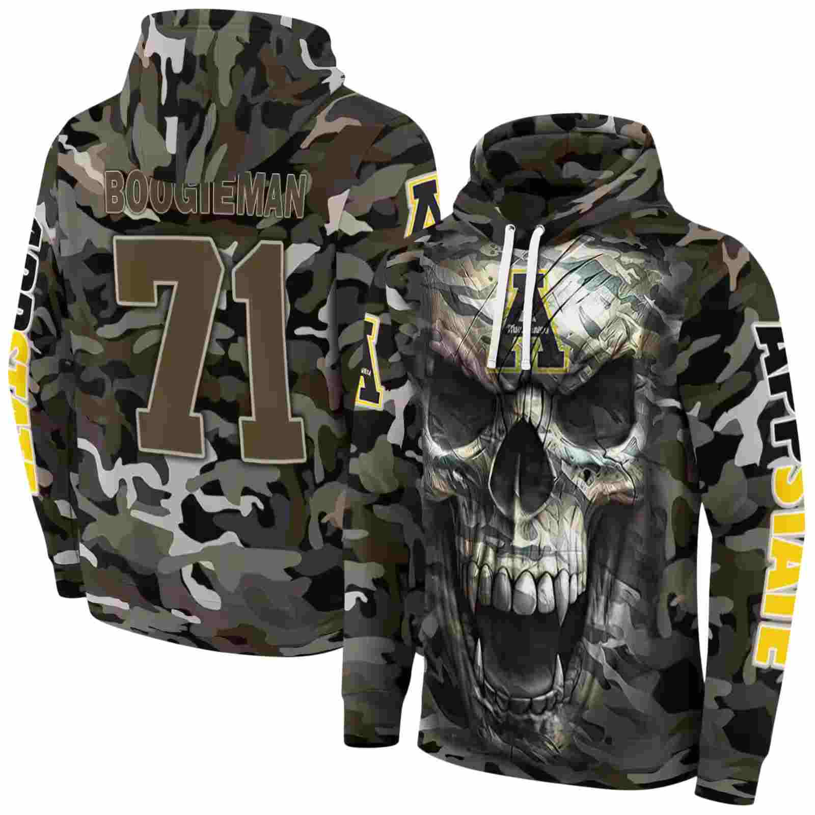custom appalachian state mountaineers camo skull hoodie fashion forward