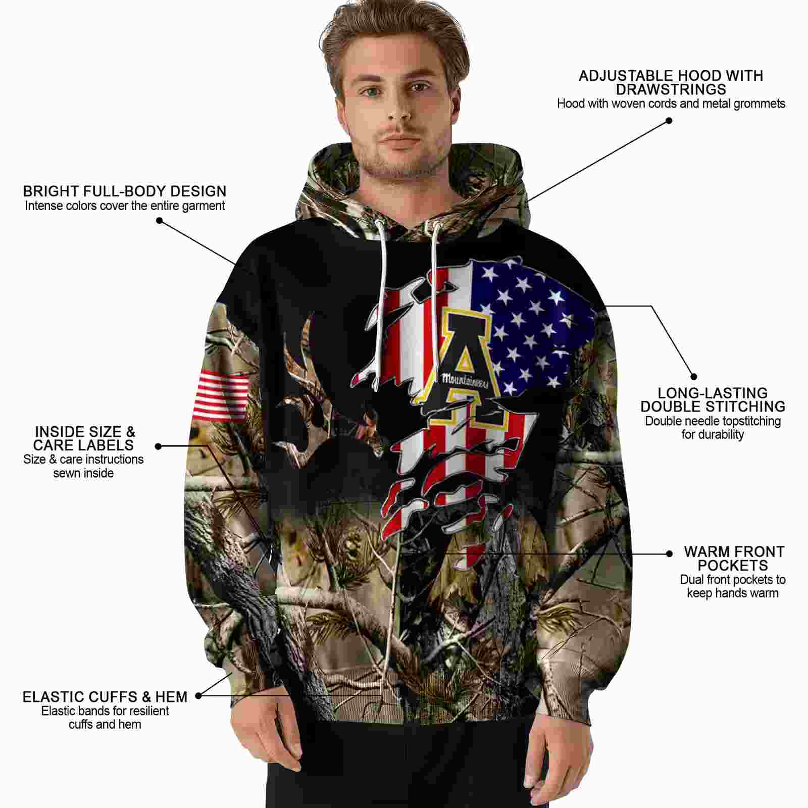 custom appalachian state mountaineers tree camo hoodie latest model