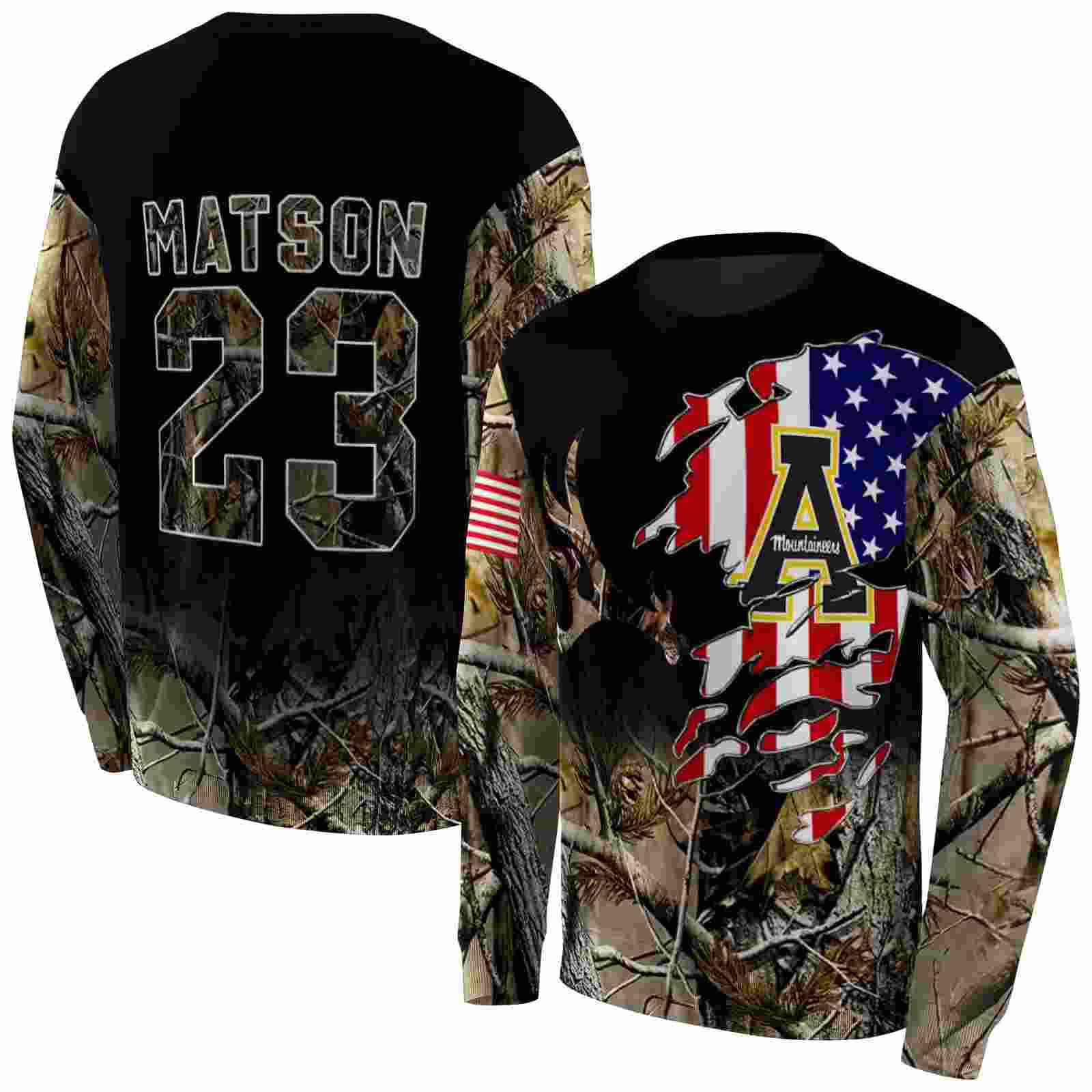 custom appalachian state mountaineers tree camo hoodie premium grade