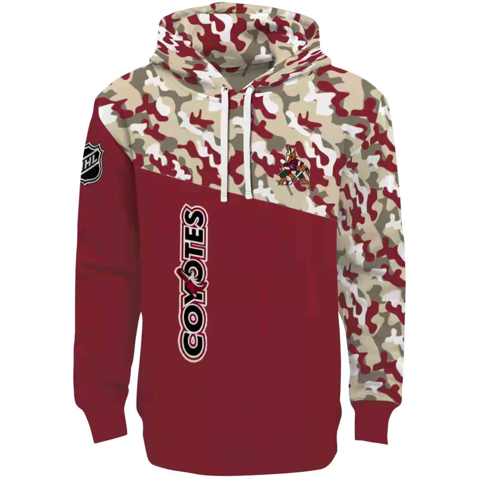 Custom Arizona Coyotes Camo Pattern Red Hoodie