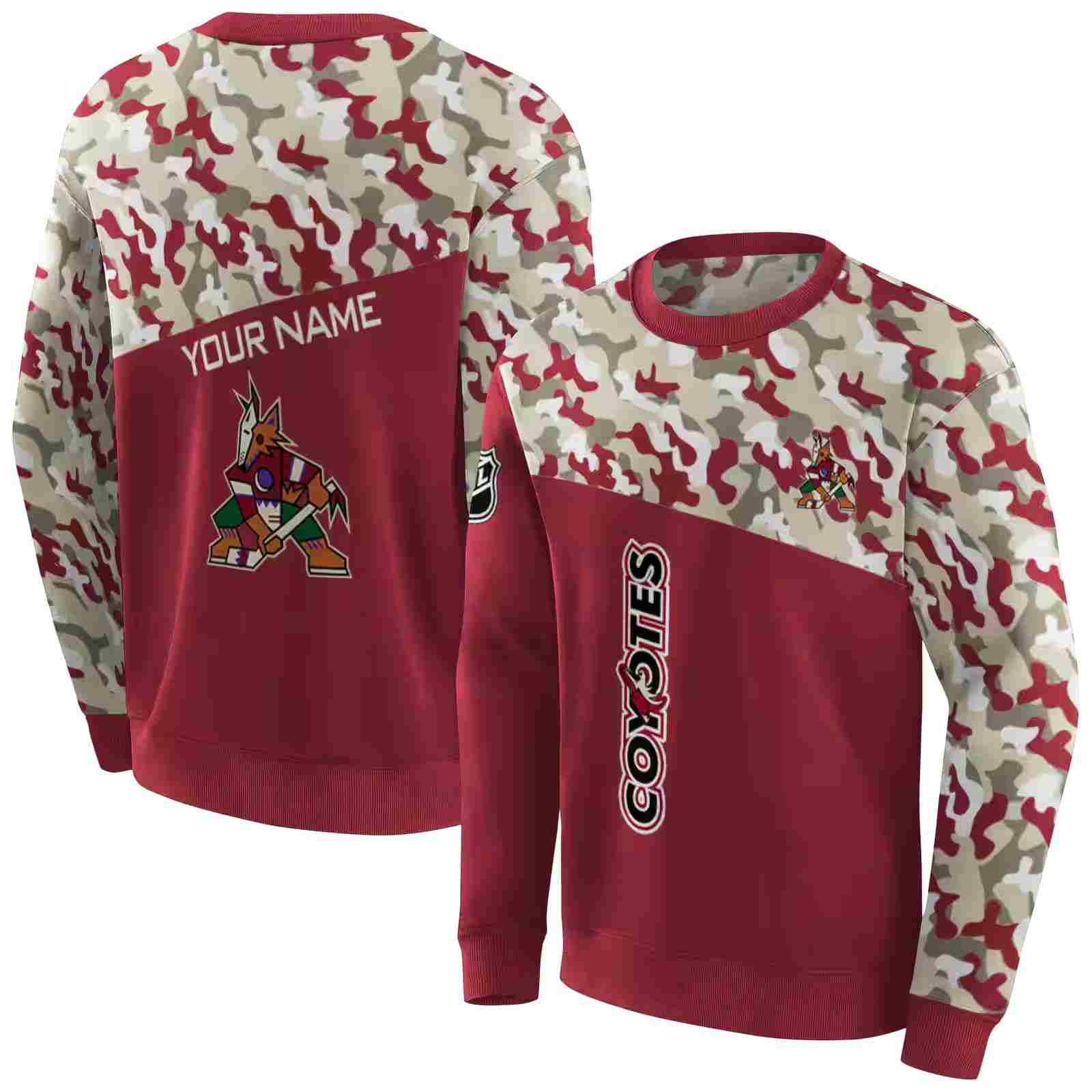 custom arizona coyotes camo pattern red hoodie premium grade