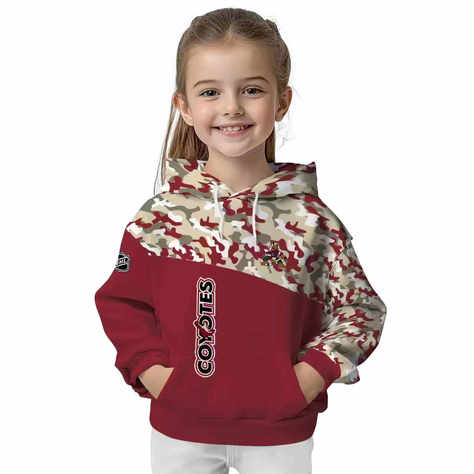 custom arizona coyotes camo pattern red hoodie top rated