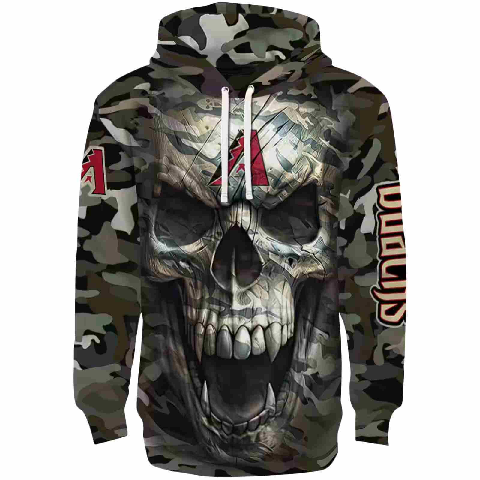 Custom Arizona Diamondbacks Camo Skull Hoodie