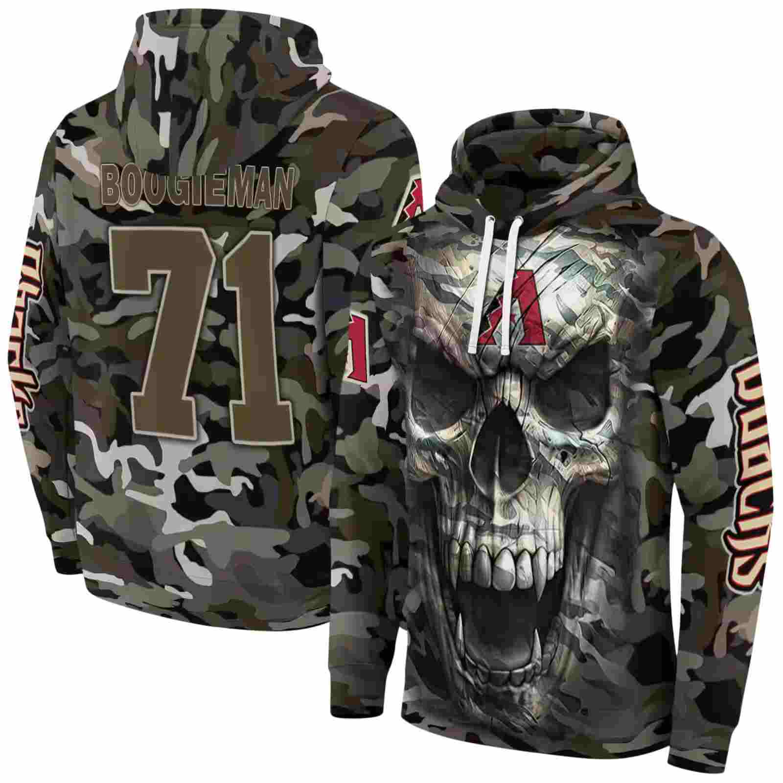 custom arizona diamondbacks camo skull hoodie fashion forward