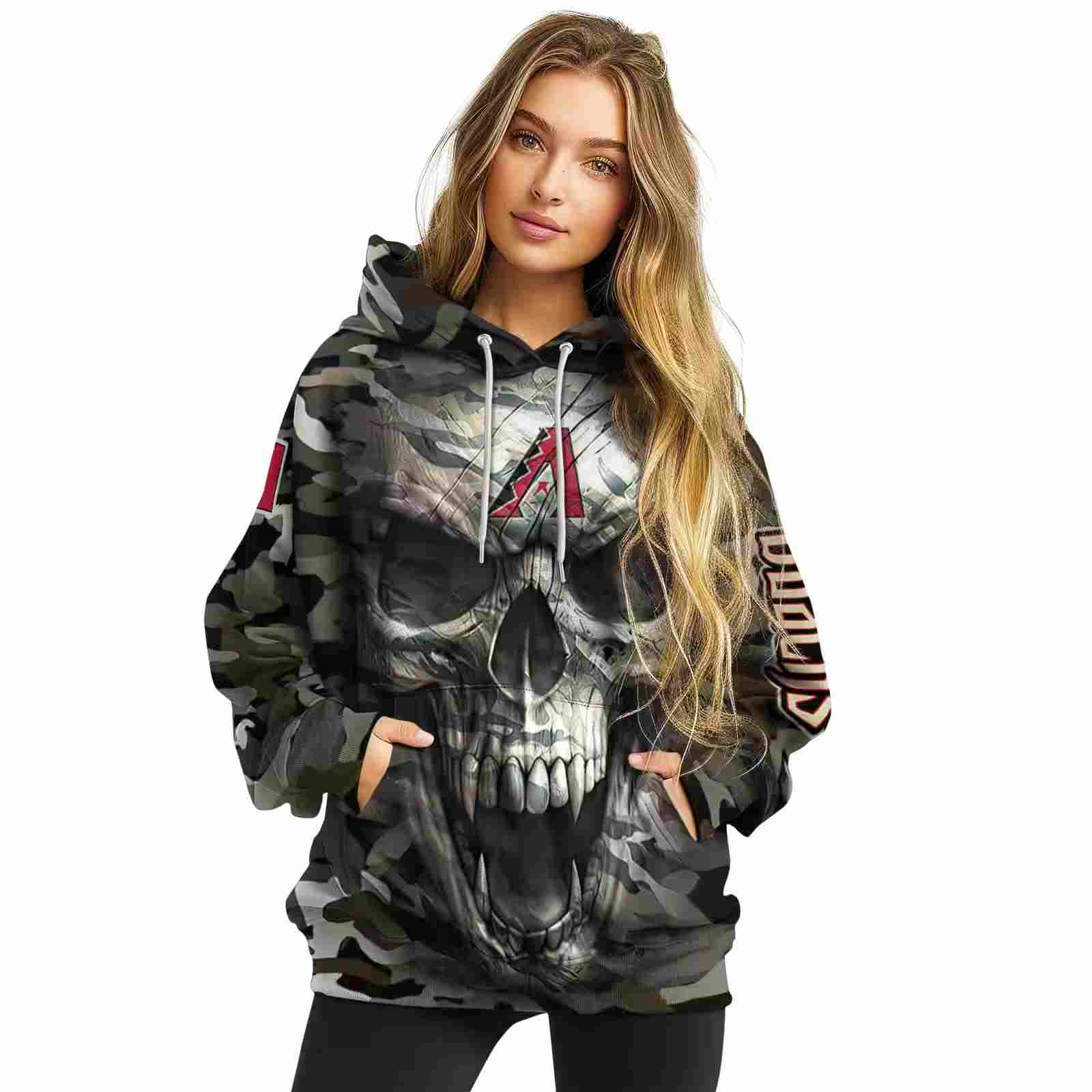 custom arizona diamondbacks camo skull hoodie high quality