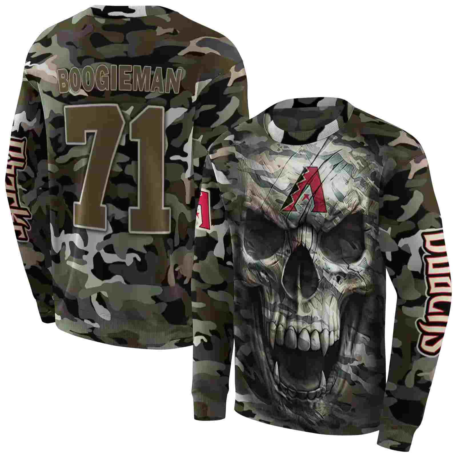 custom arizona diamondbacks camo skull hoodie premium grade