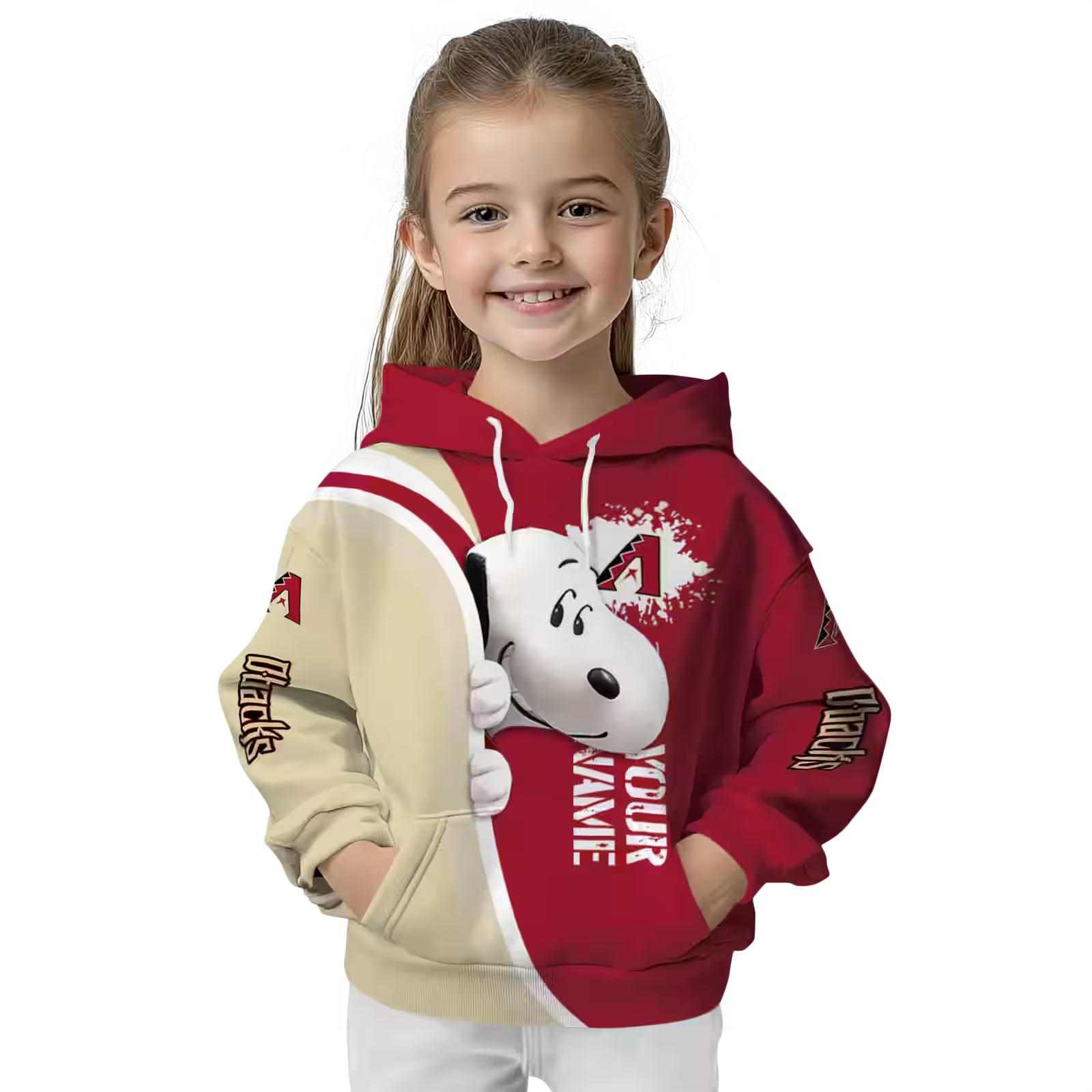 custom arizona diamondbacks peeking snoopy red hoodie top rated