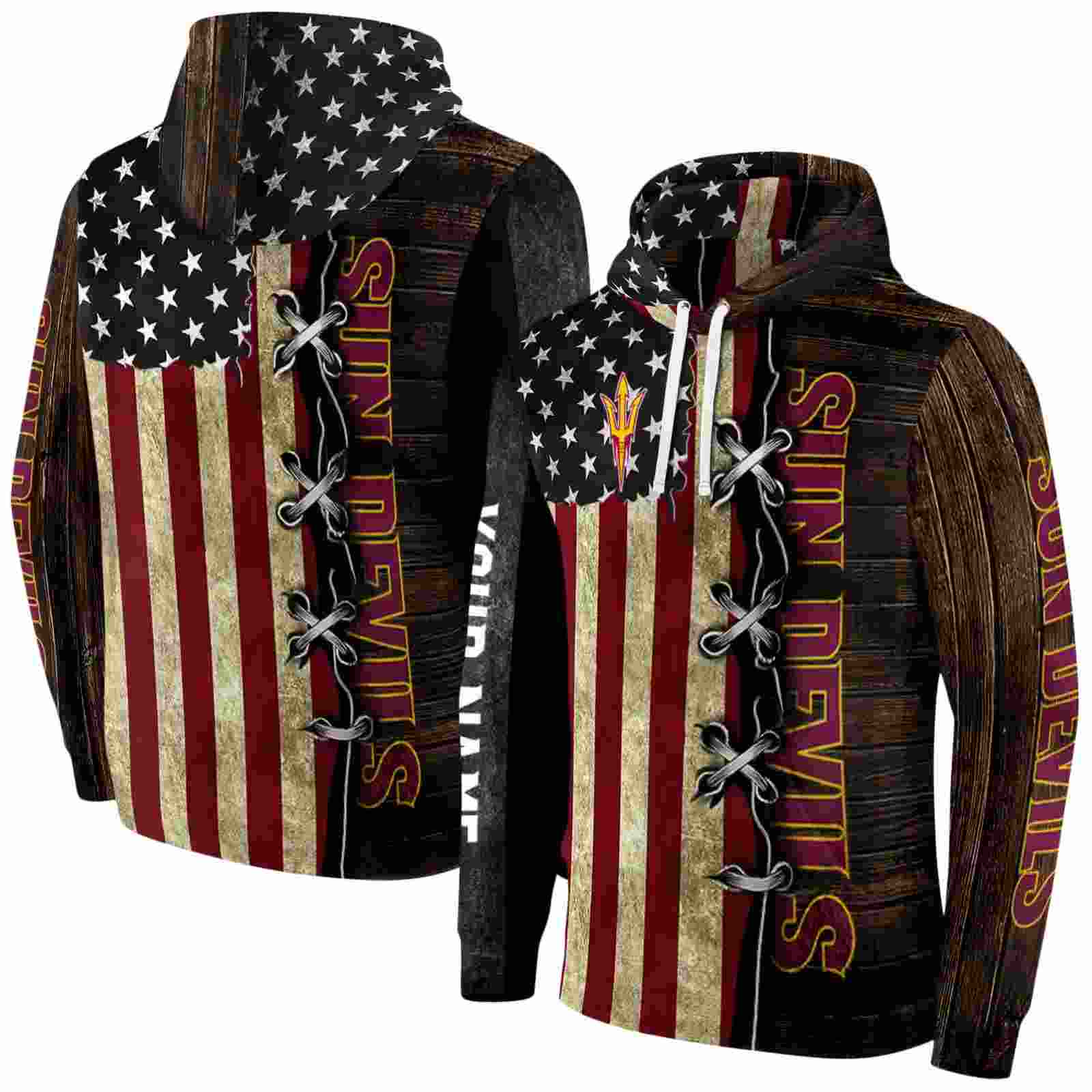 custom arizona state sun devils american pride hoodie fashion forward