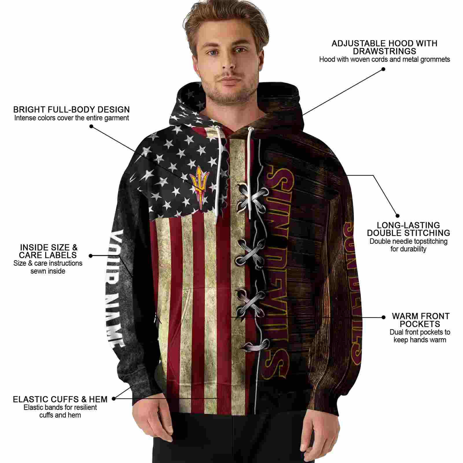 custom arizona state sun devils american pride hoodie latest model
