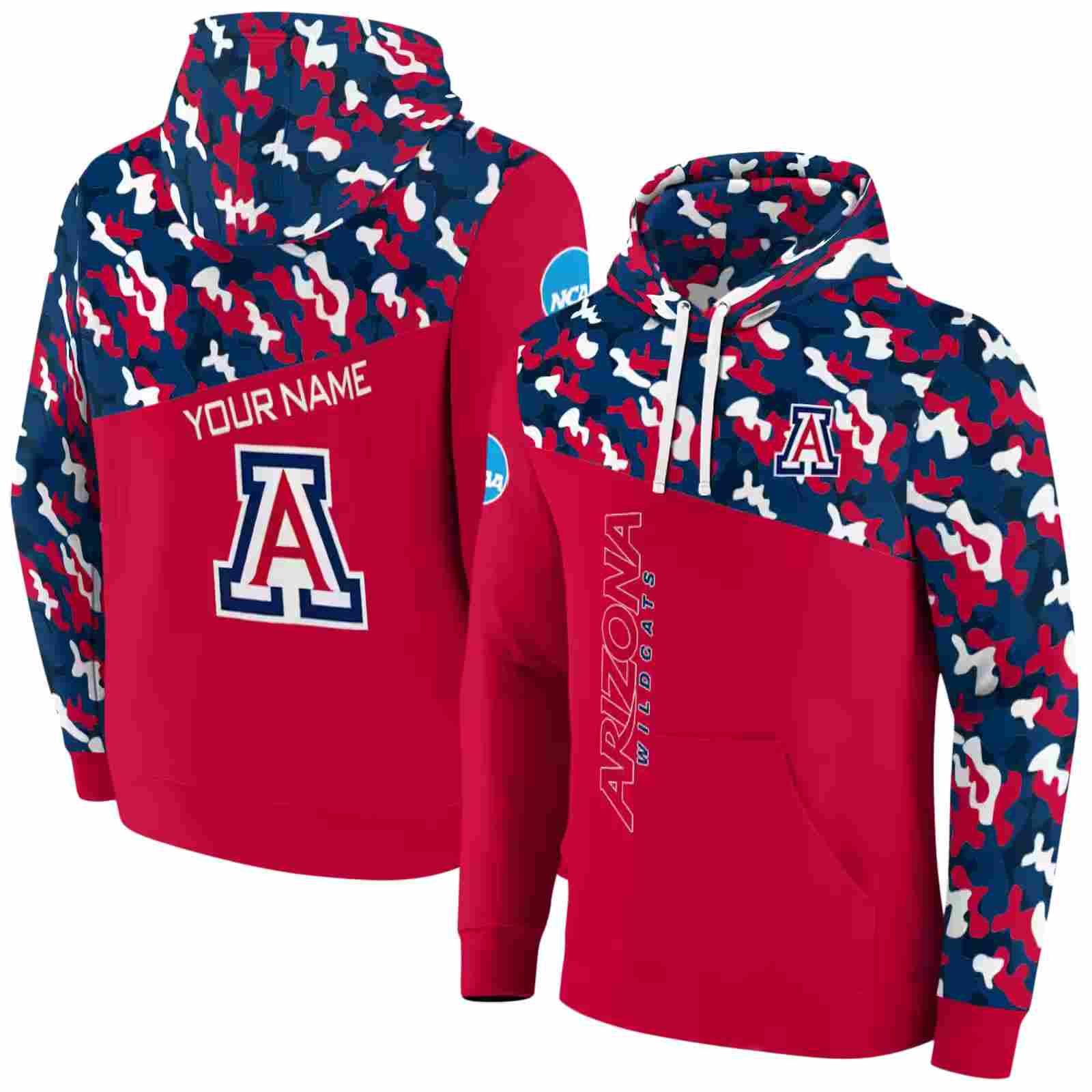 custom arizona wildcats camo pattern red hoodie fashion forward