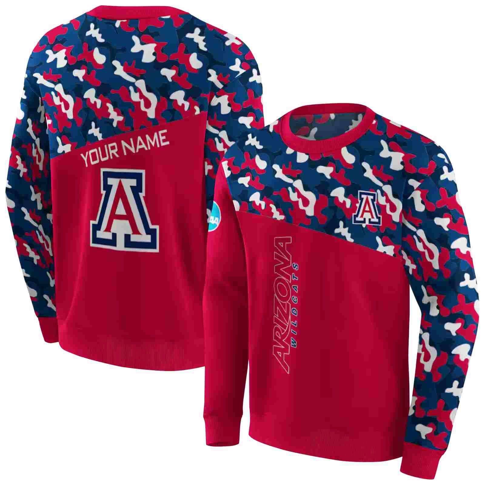 custom arizona wildcats camo pattern red hoodie premium grade