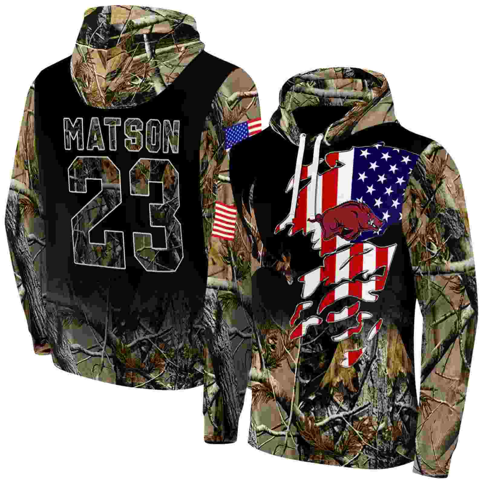 custom arkansas razorbacks tree camo hoodie fashion forward