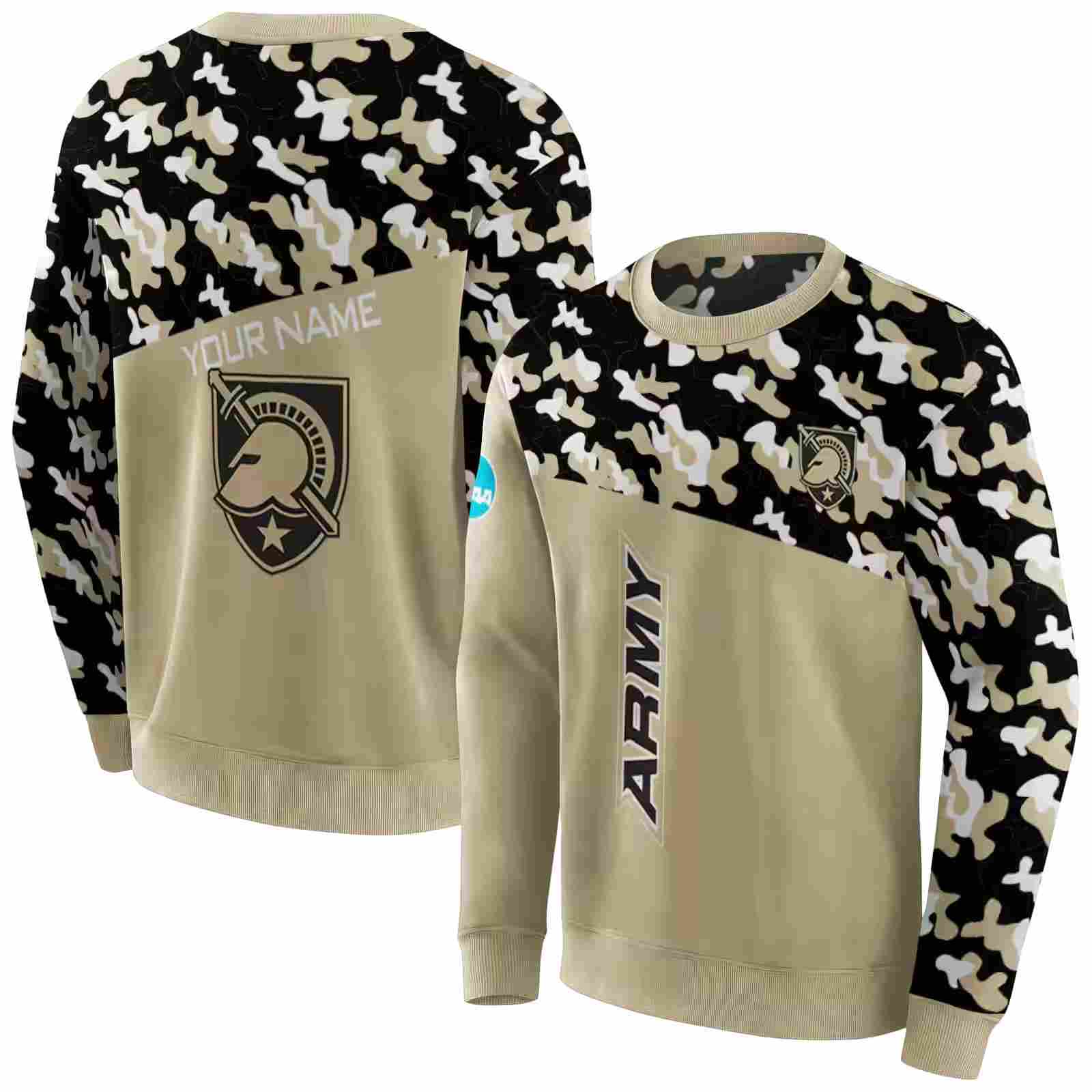 custom army black knights camo pattern gold hoodie premium grade