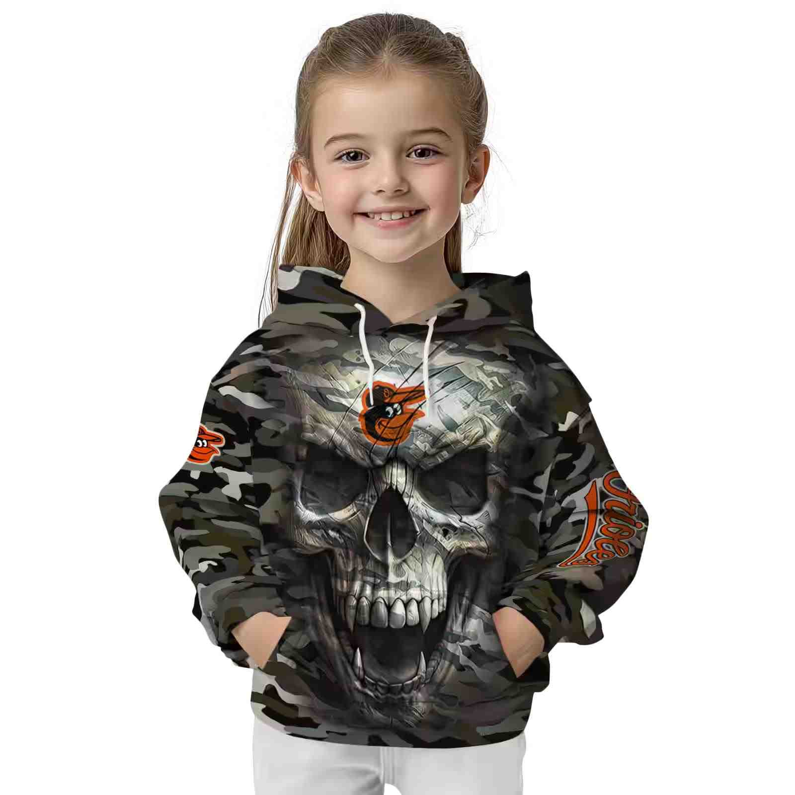 custom baltimore orioles camo skull hoodie top rated