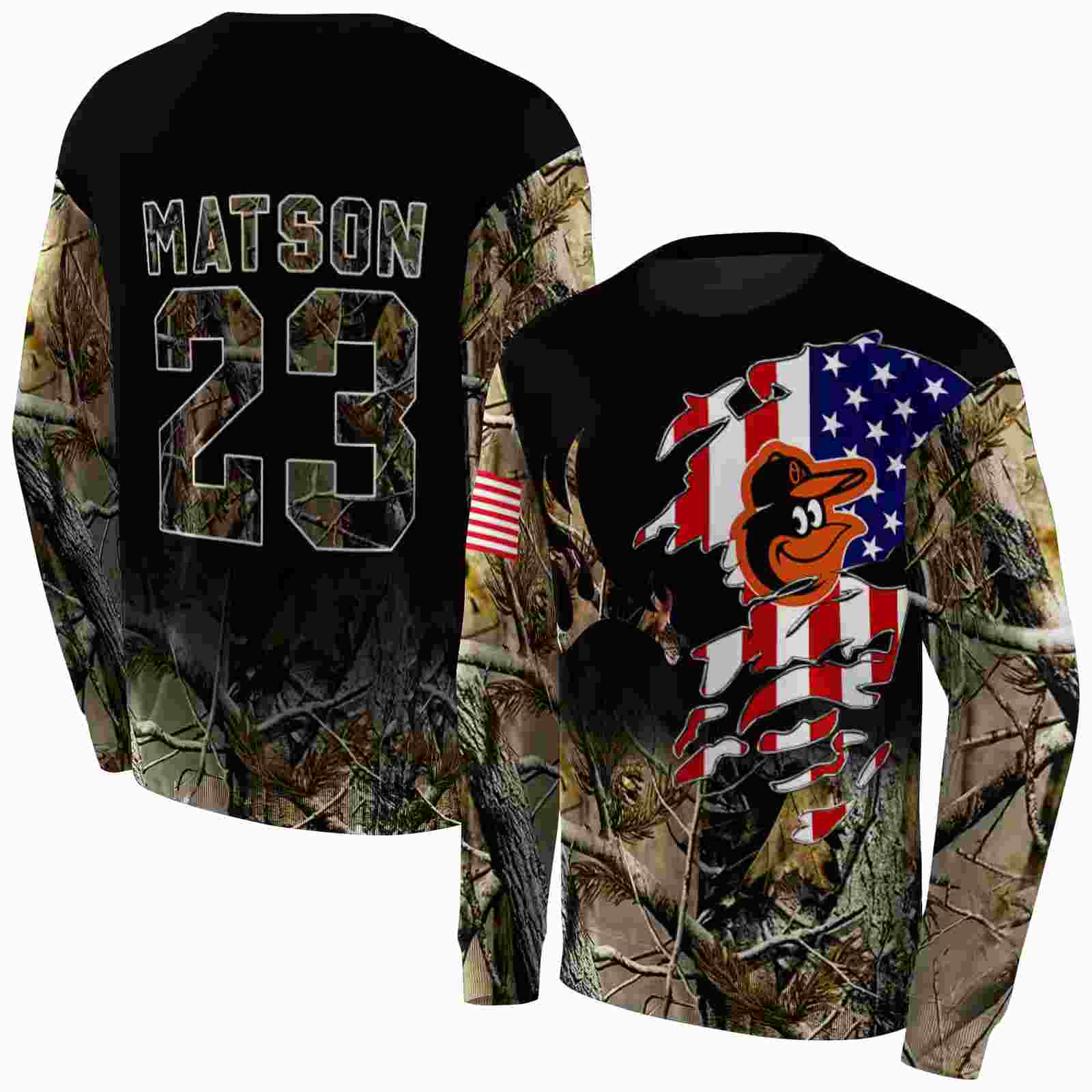 custom baltimore orioles tree camo hoodie premium grade