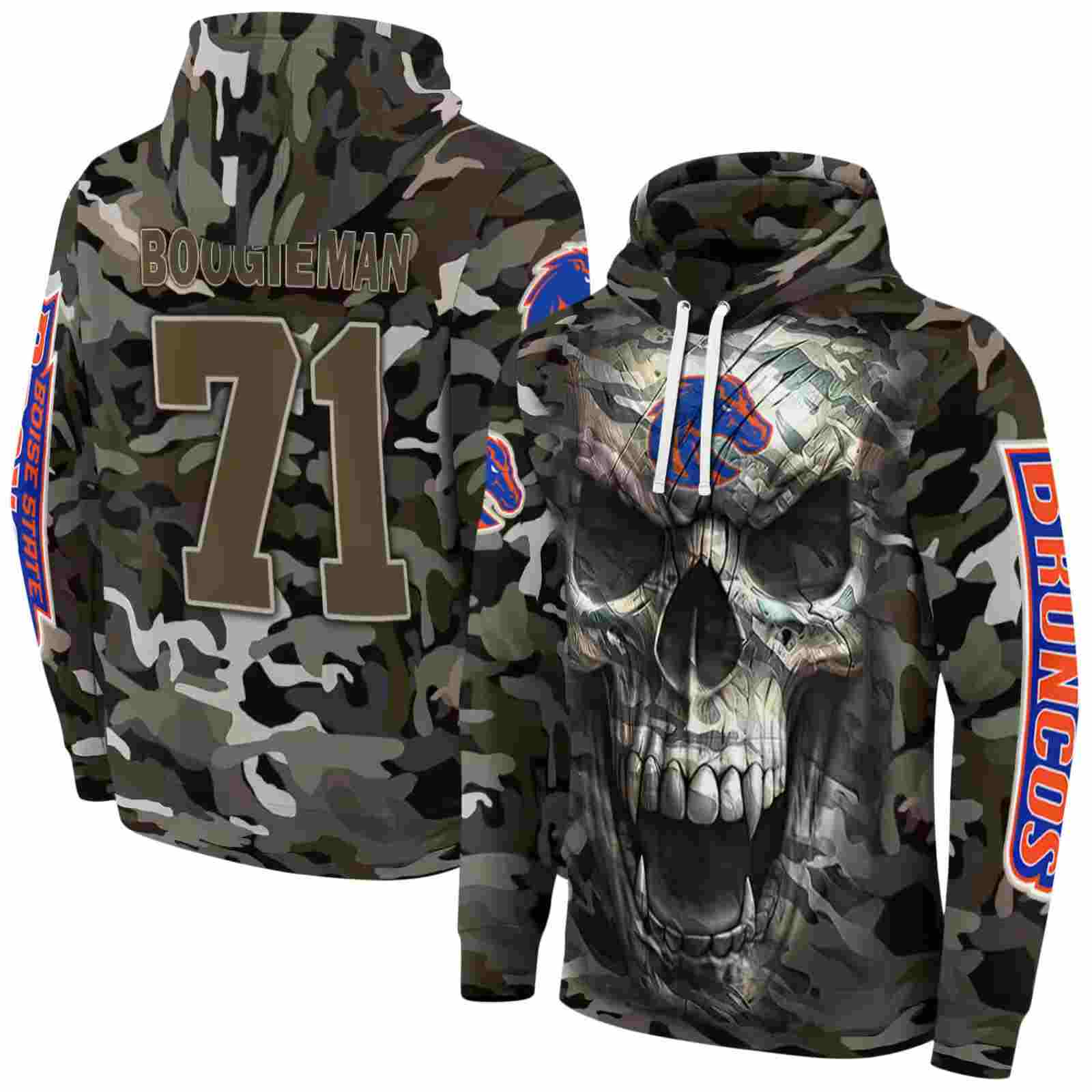 custom boise state broncos camo skull hoodie fashion forward