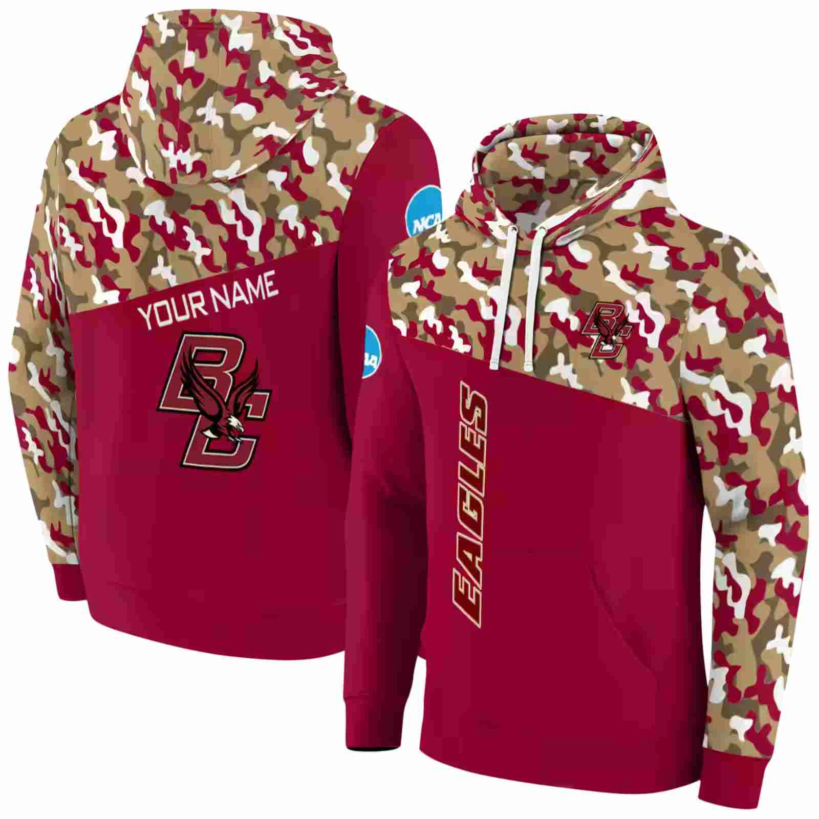 custom boston college eagles camo pattern maroon hoodie fashion forward