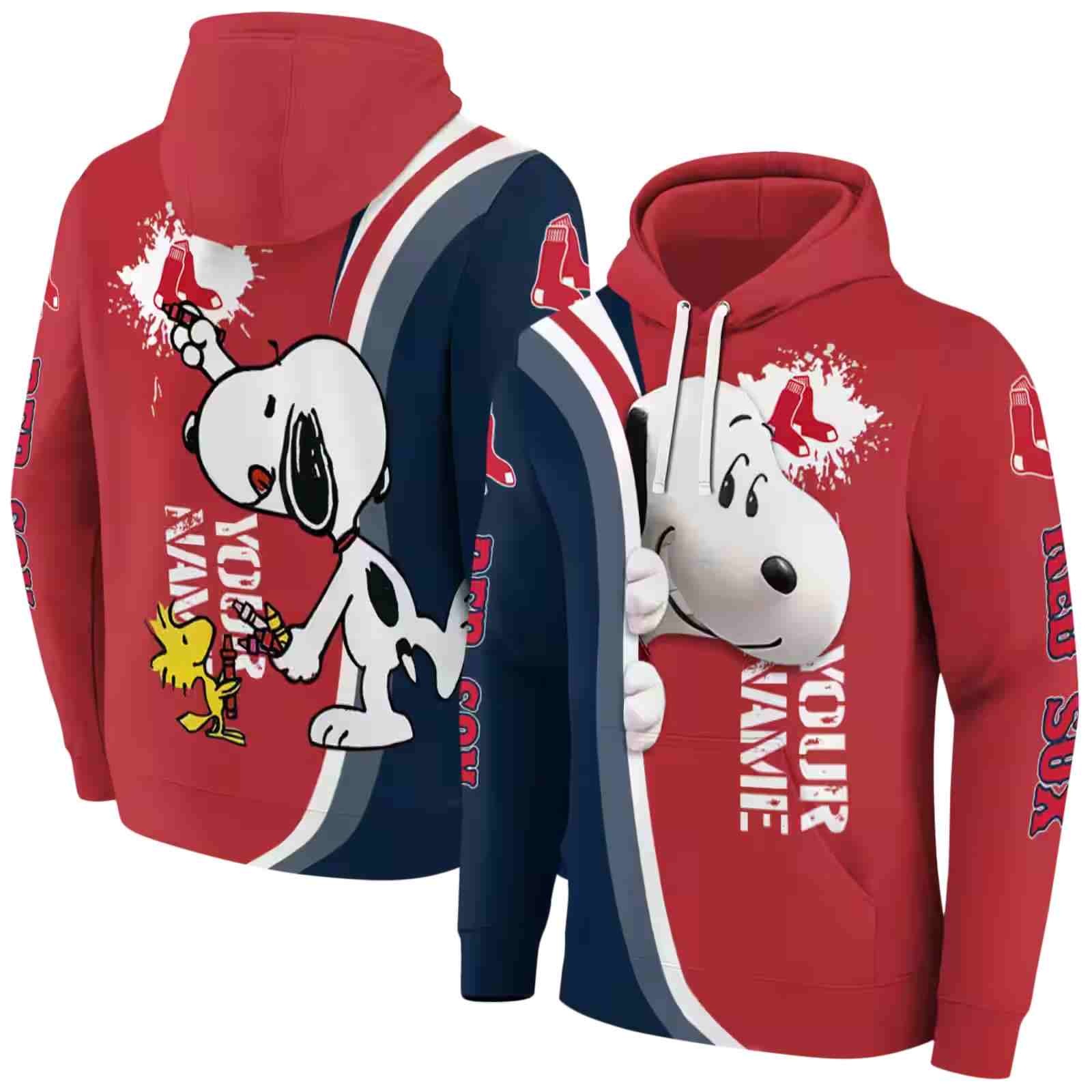 custom boston red sox peeking snoopy red hoodie fashion forward