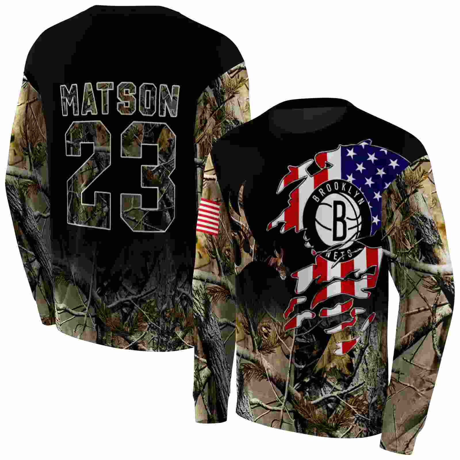 custom brooklyn nets tree camo hoodie premium grade