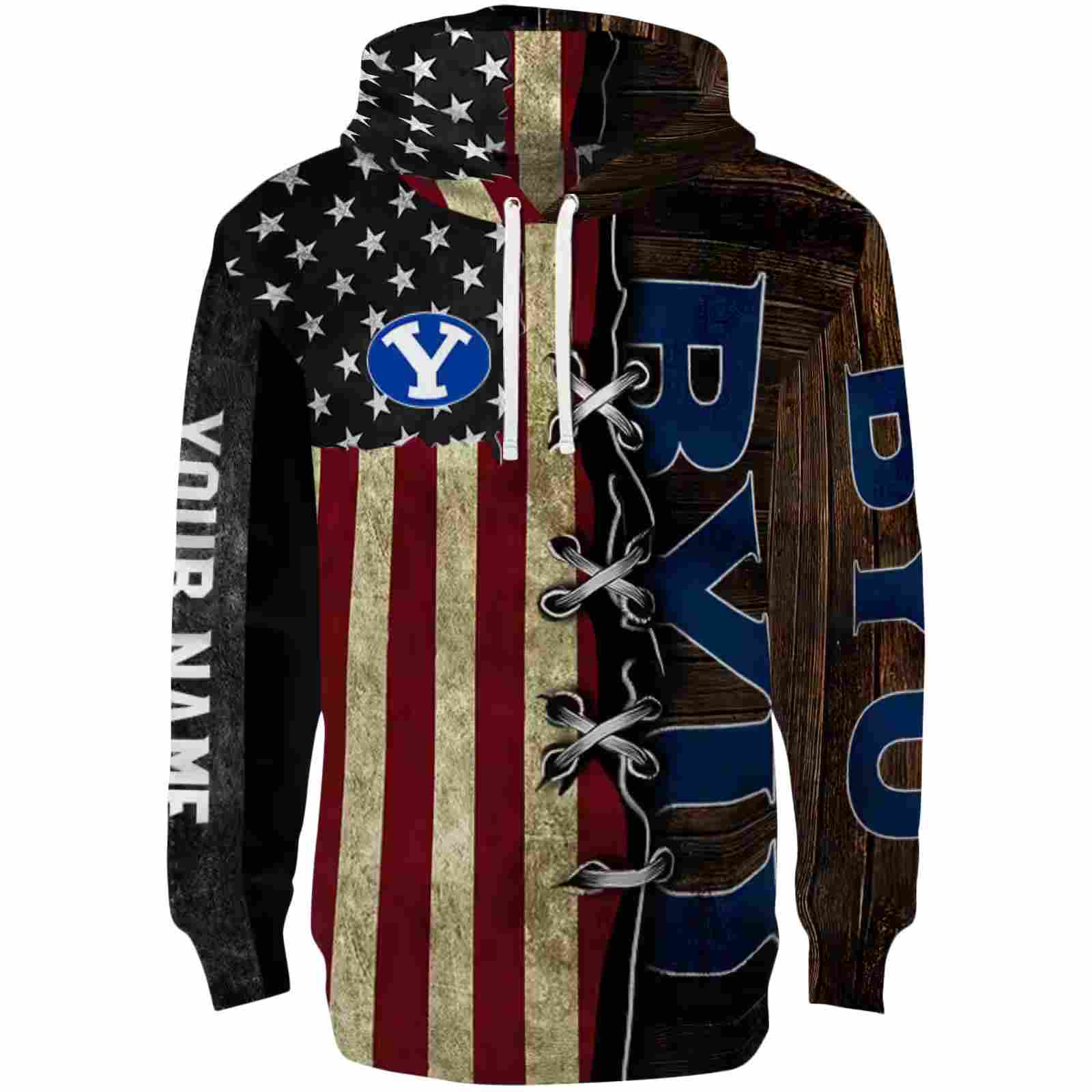 Custom BYU Cougars American Pride Hoodie